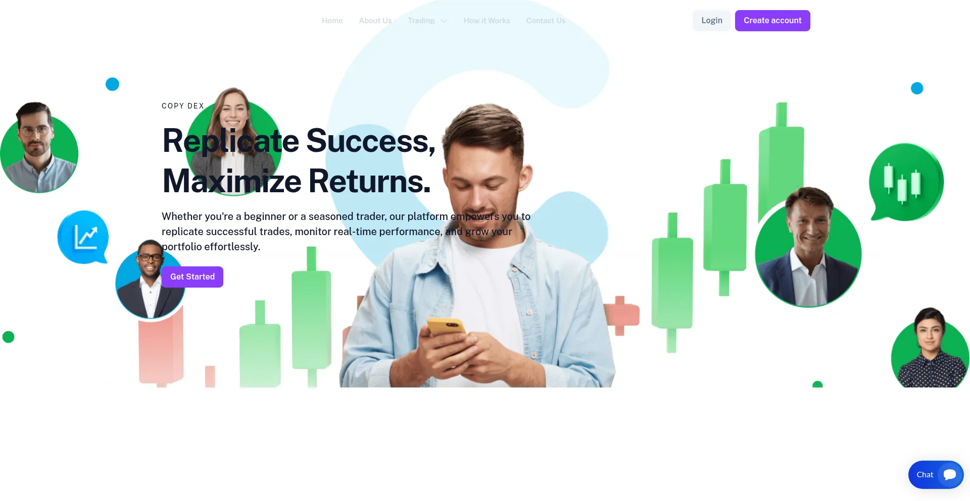 Website screenshot of Copy-dex.io