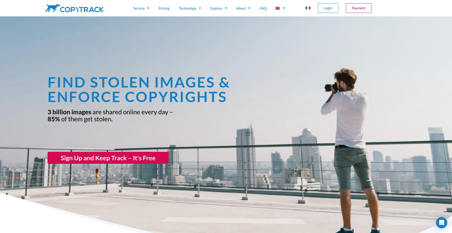 Website screenshot of Copytrack.com