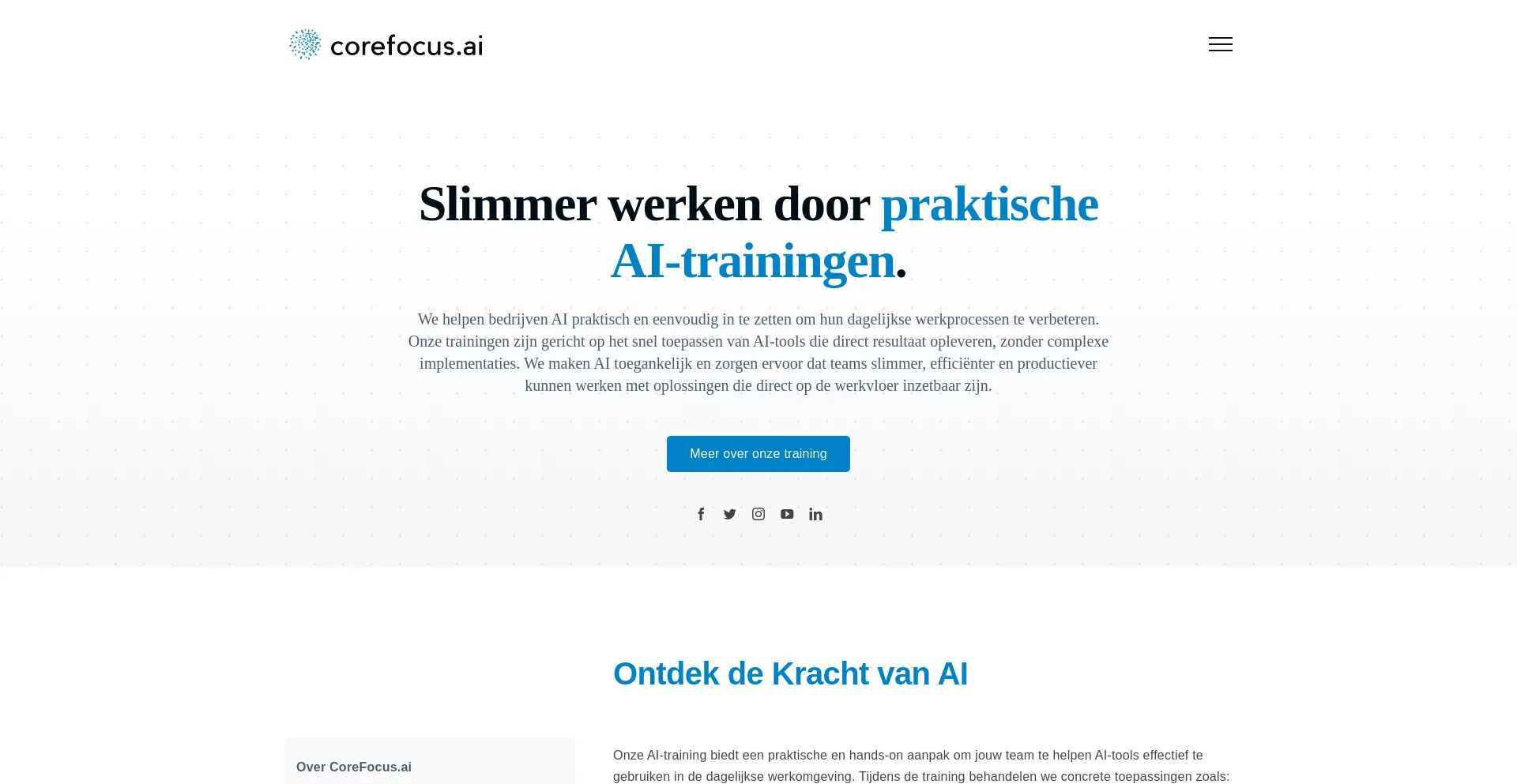 Website screenshot of Corefocus.ai
