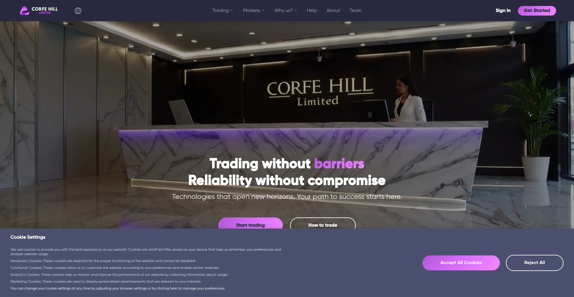 Website screenshot of Corfehill-limited.com