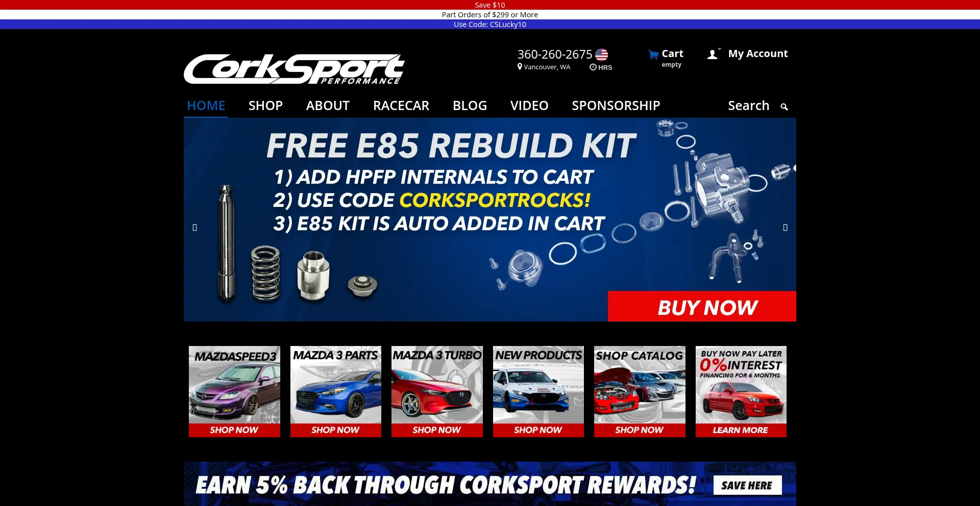 Website screenshot of Corksport.com