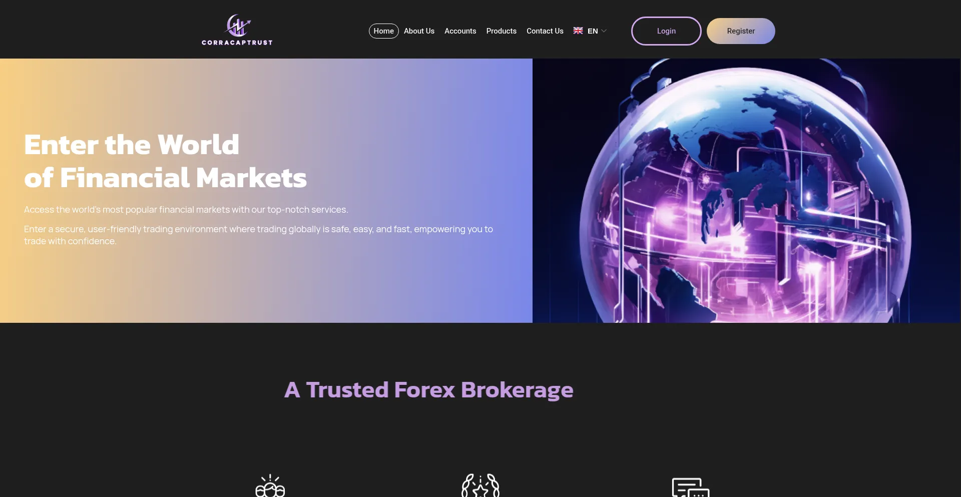 Website screenshot of Corracaptrust.com