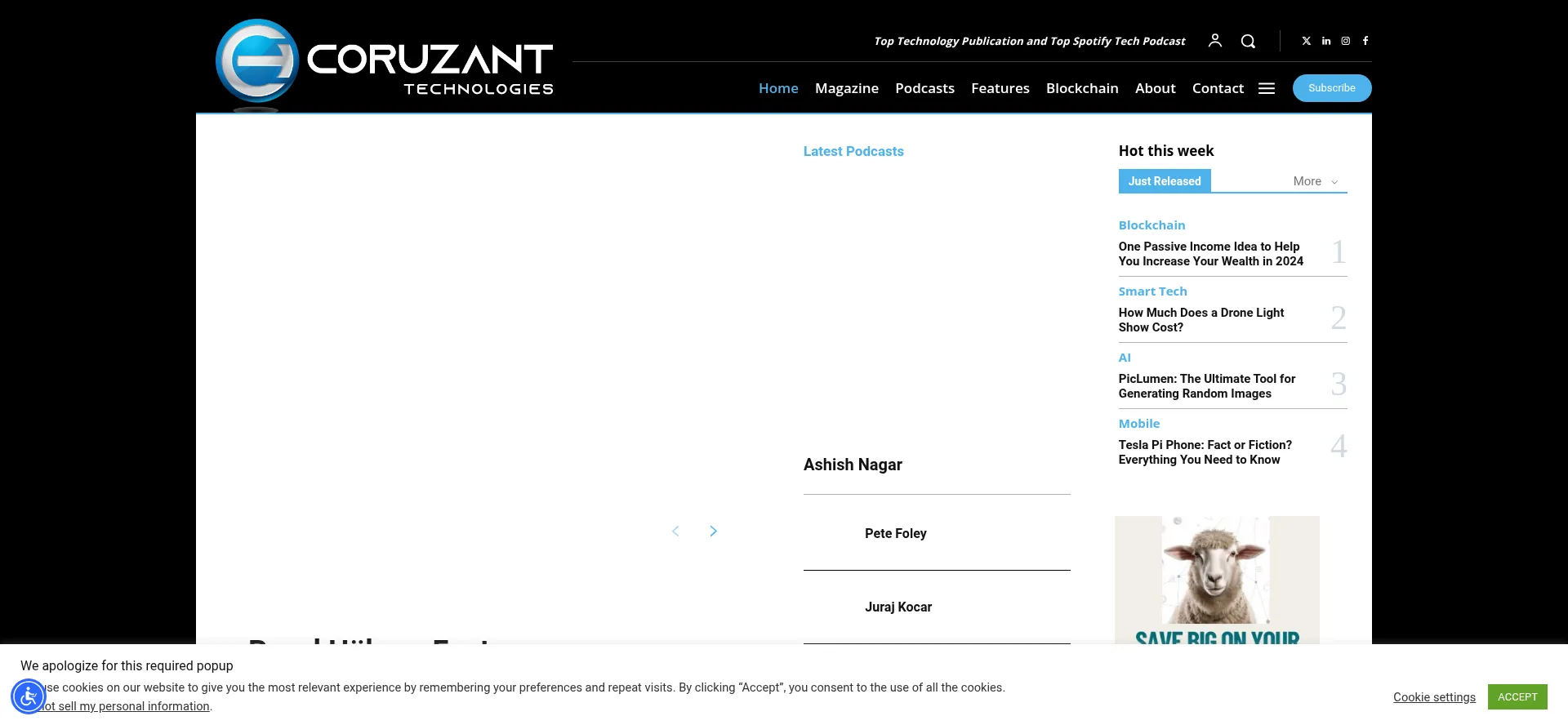Website screenshot of Coruzant.com