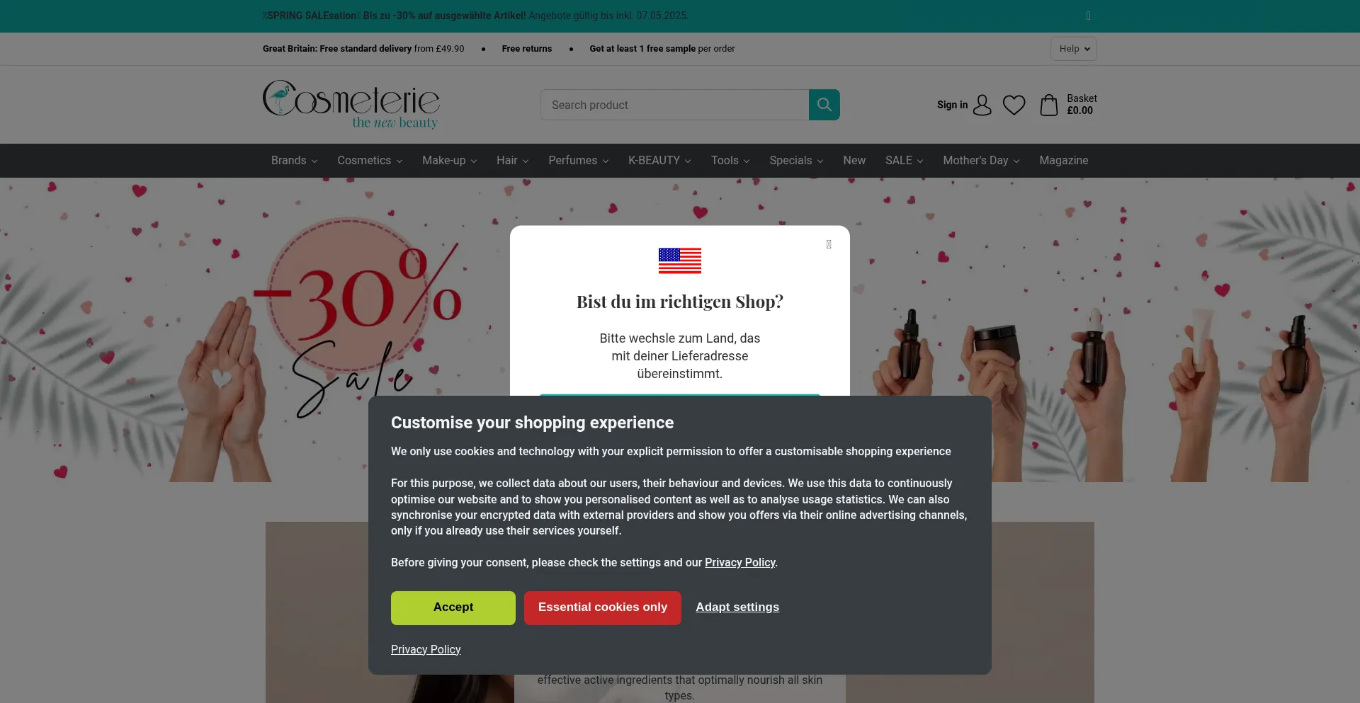 Website screenshot of Cosmeterie.co.uk