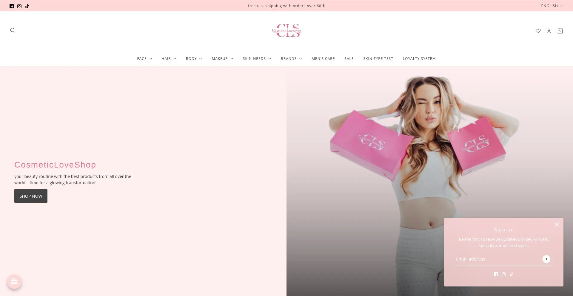 Website screenshot of Cosmeticloveshop.us