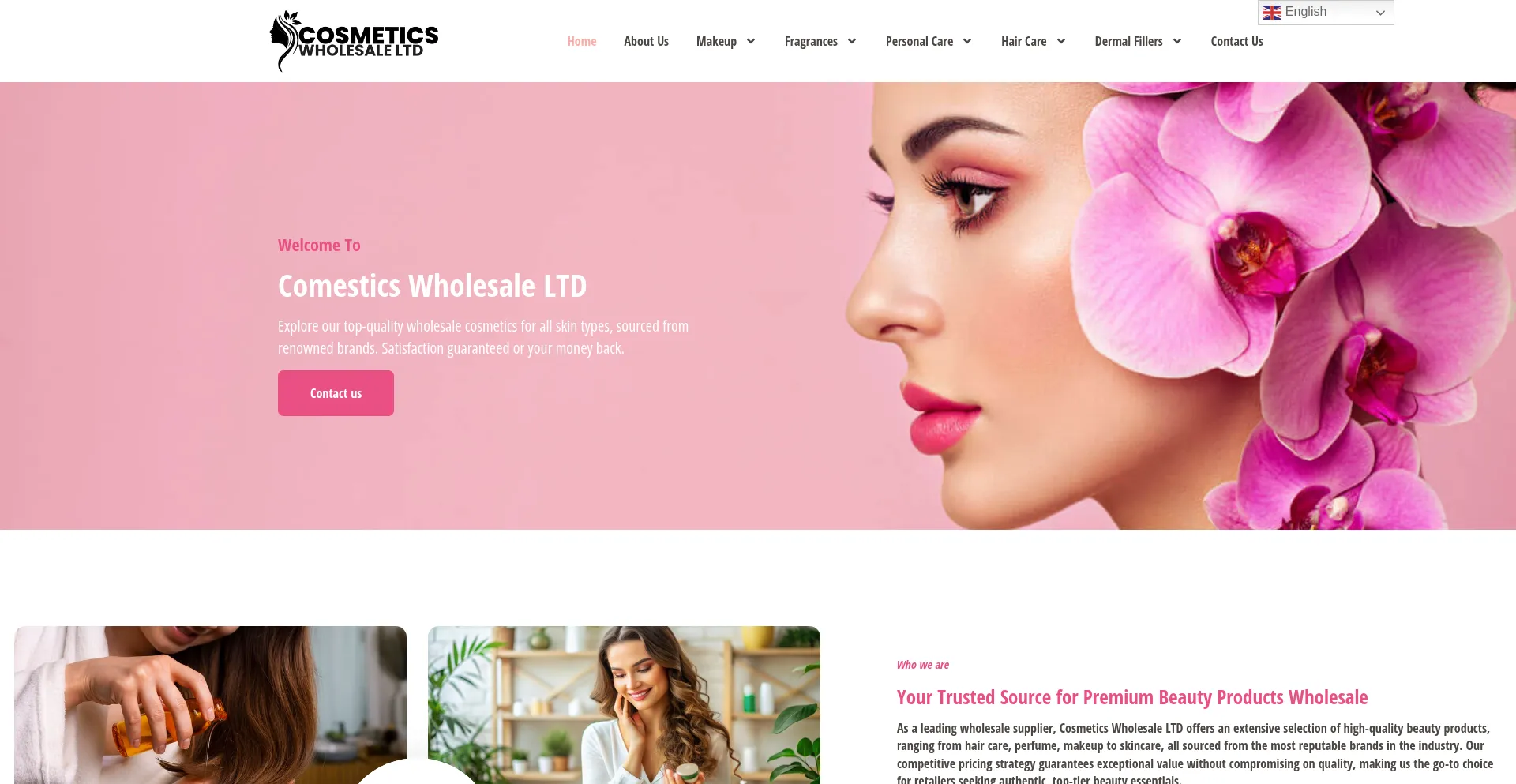 Website screenshot of Cosmeticswholesaleltd.com