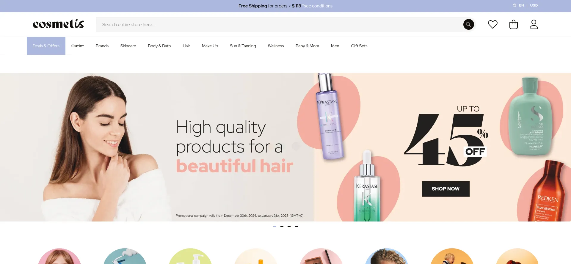 Website screenshot of Cosmetis.com