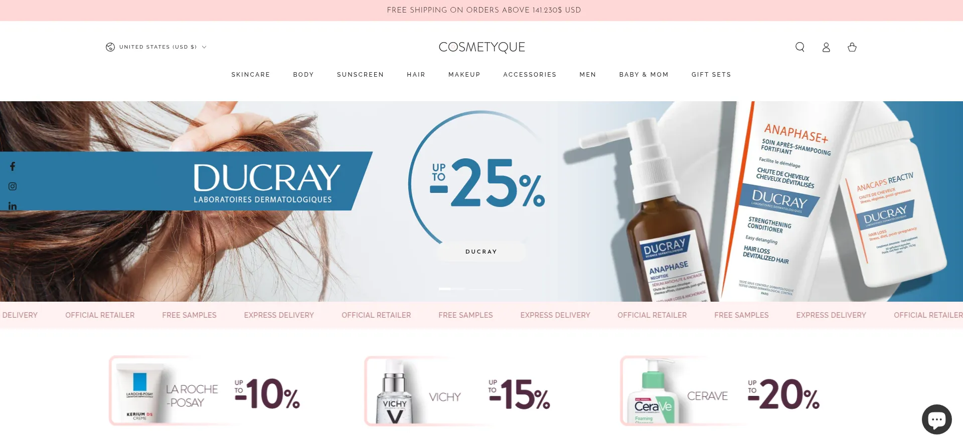 Website screenshot of Cosmetyque.com