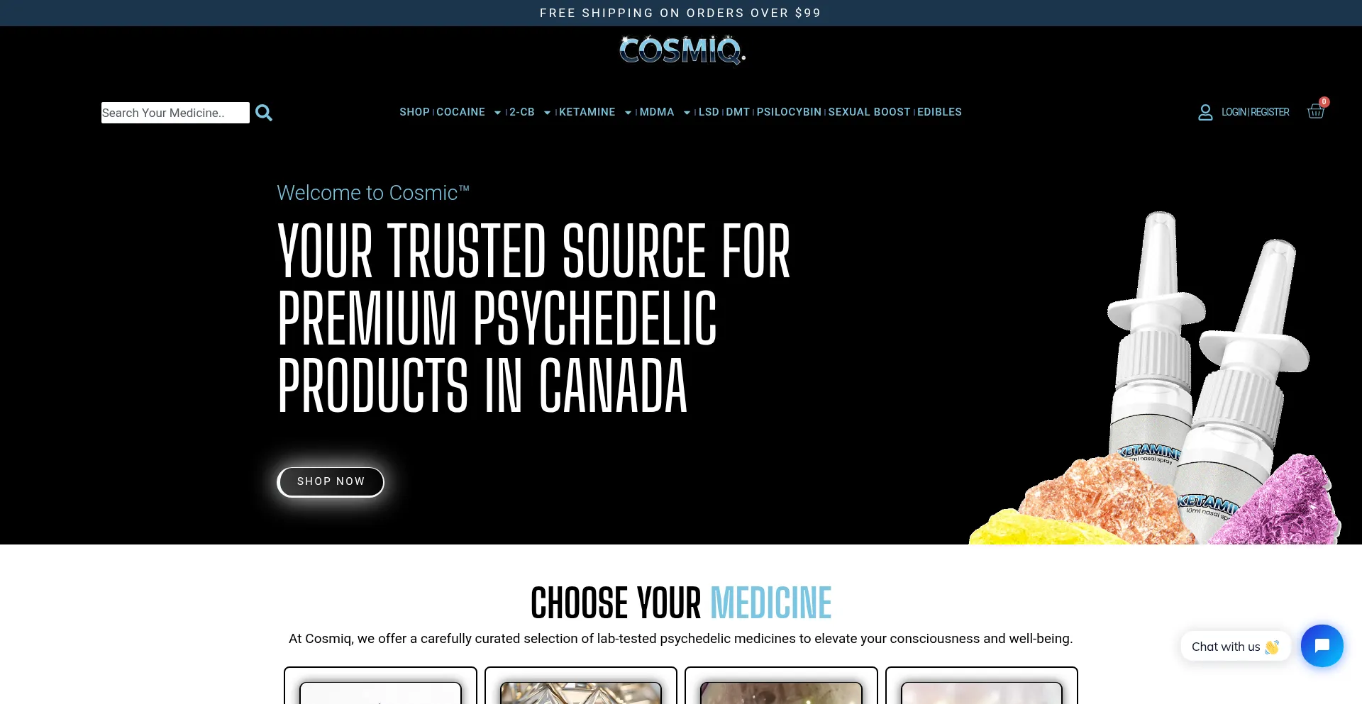 Website screenshot of Cosmiq.se