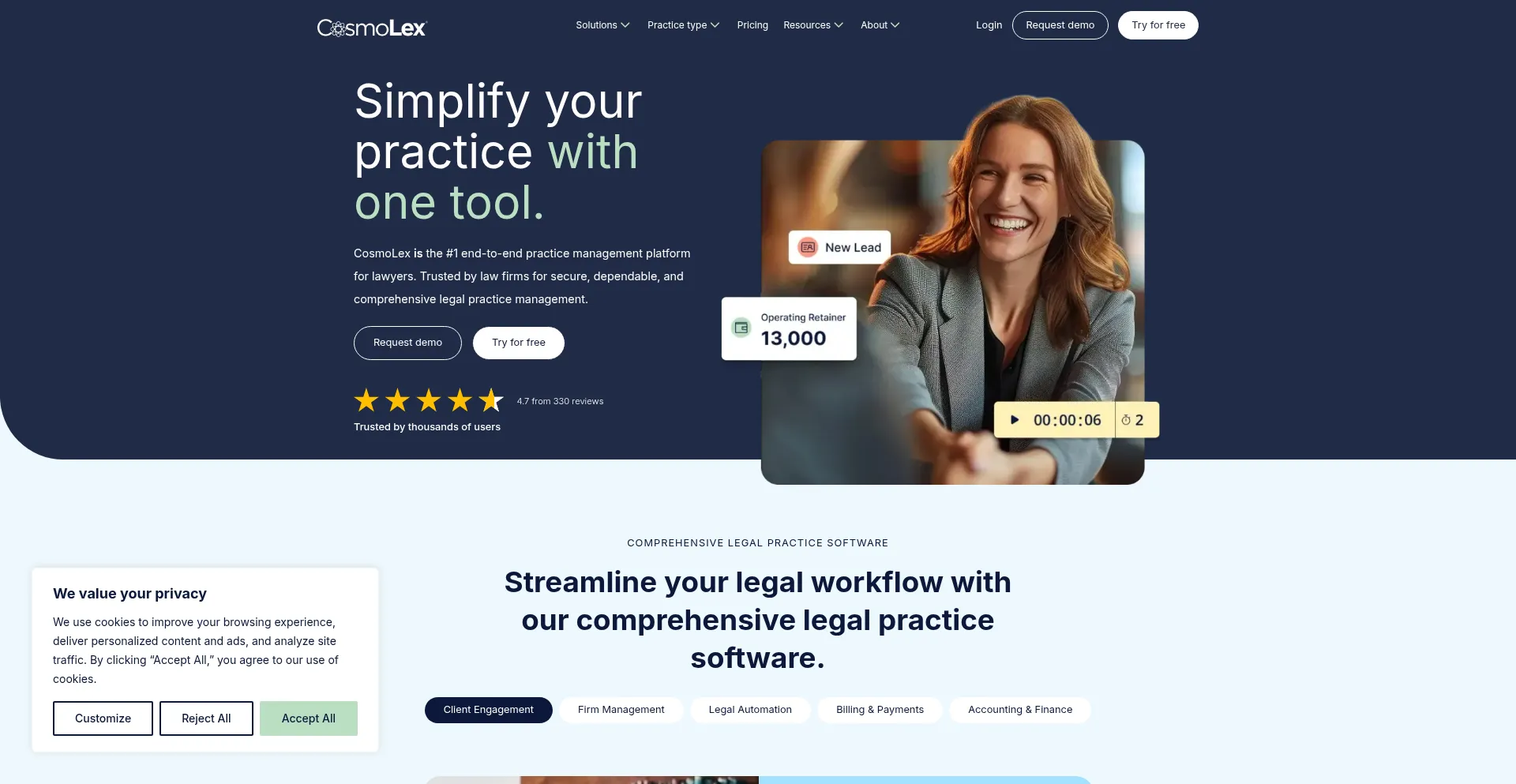 Website screenshot of Cosmolex.com