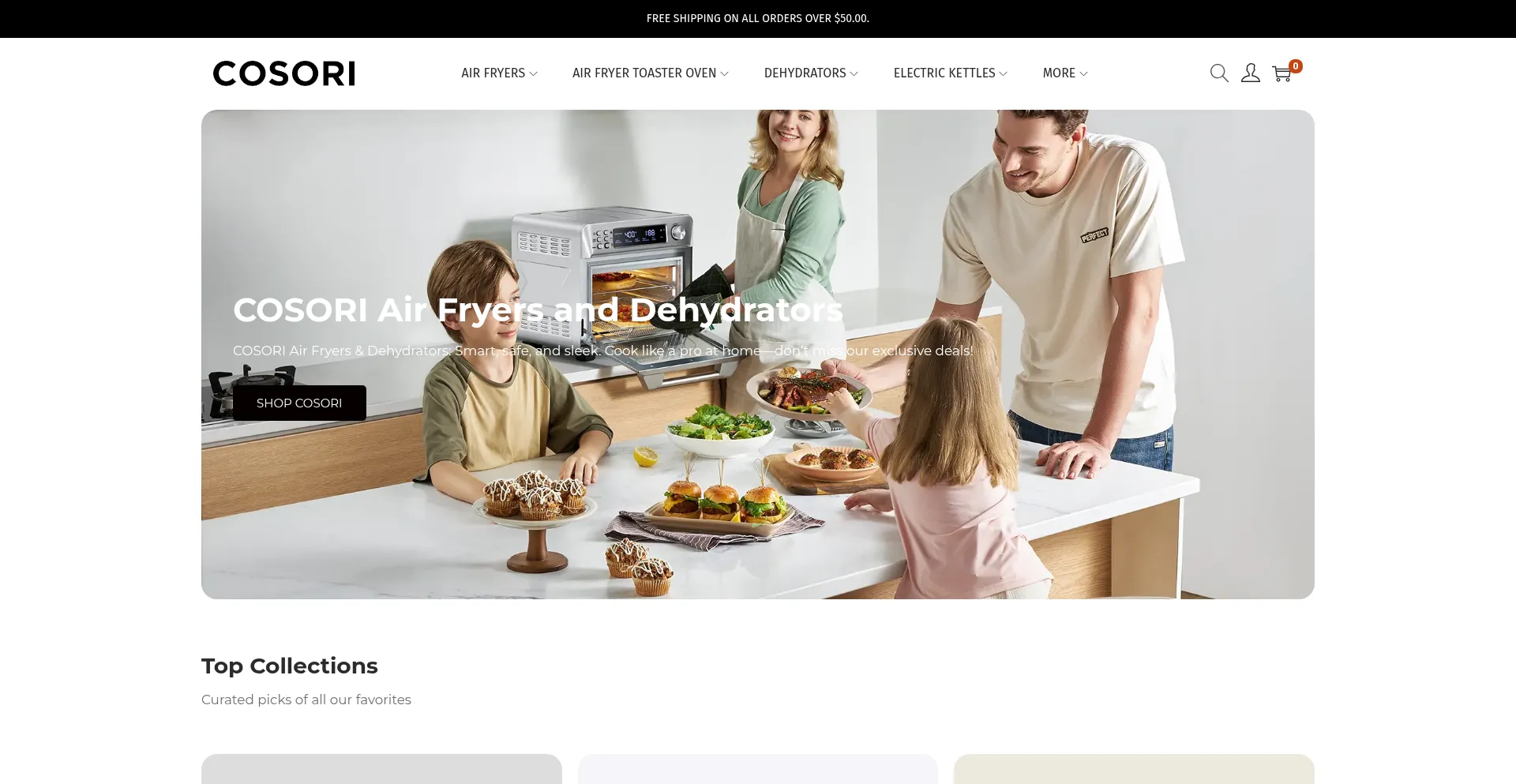 Website screenshot of Cosoriairfryers.com