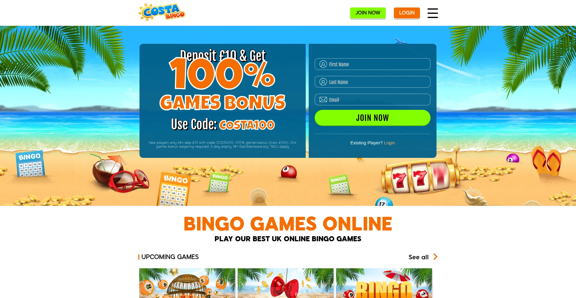 Costabingo.com Screenshot