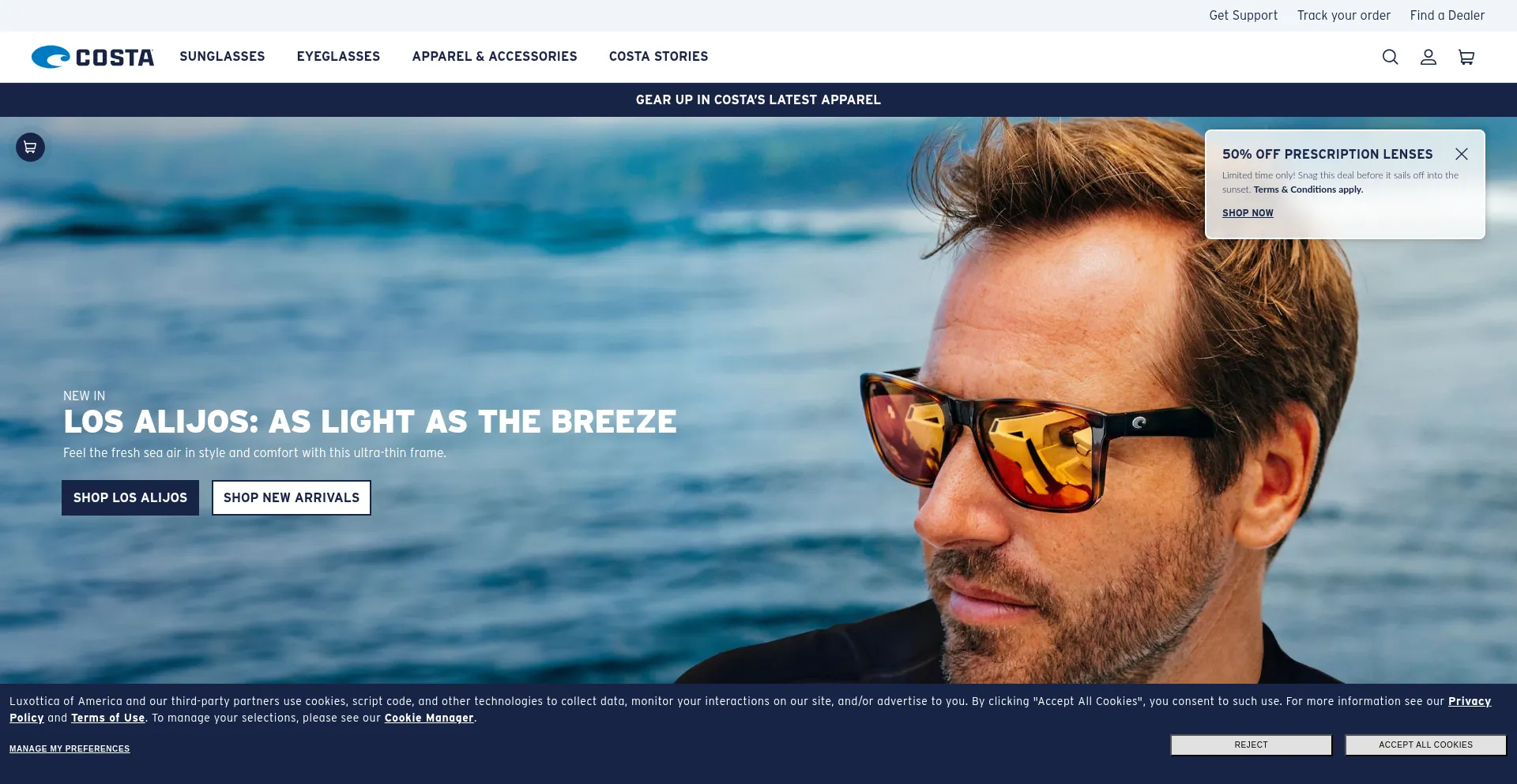 Website screenshot of Costadelmar.com