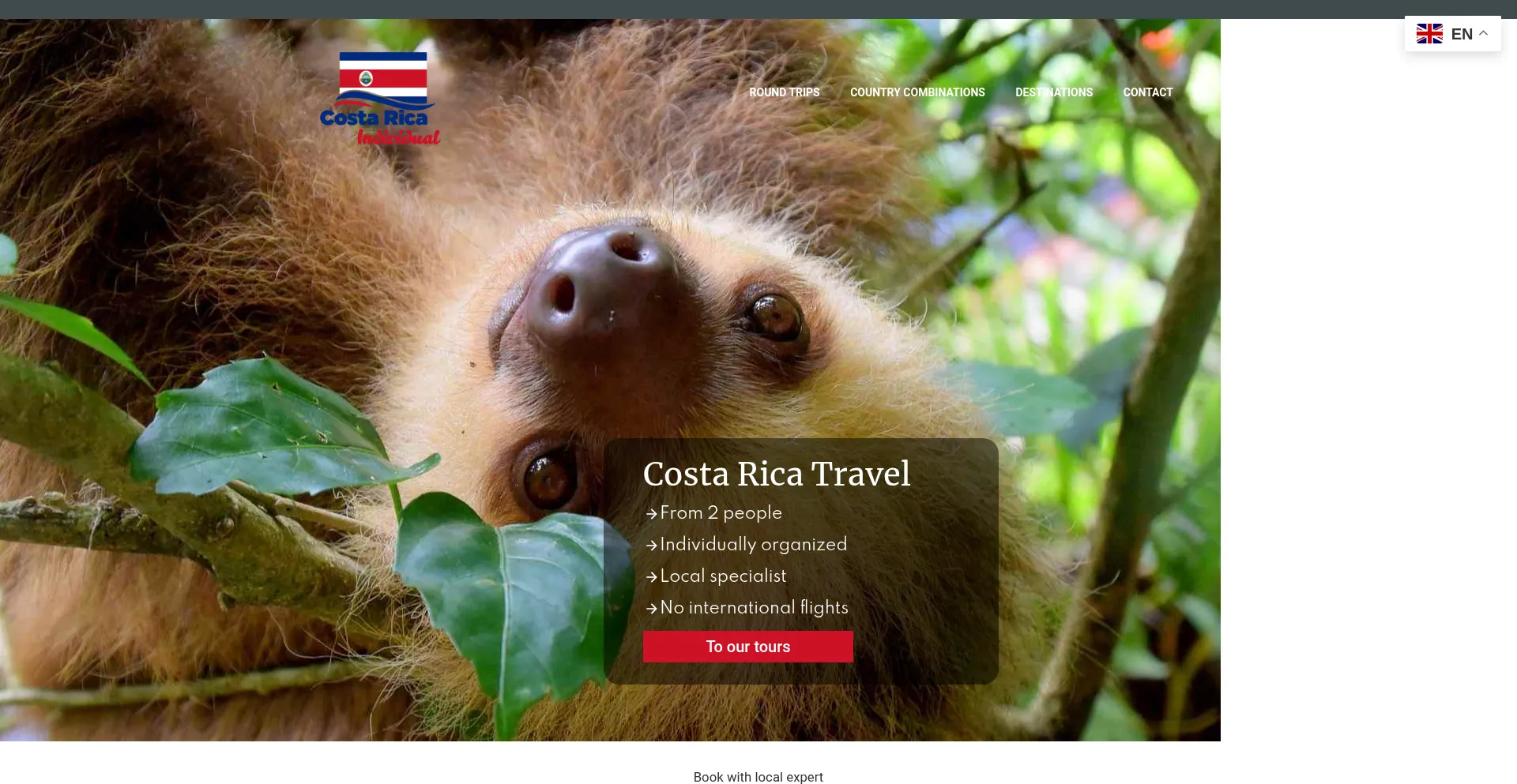 Website screenshot of Costarica-individual.com