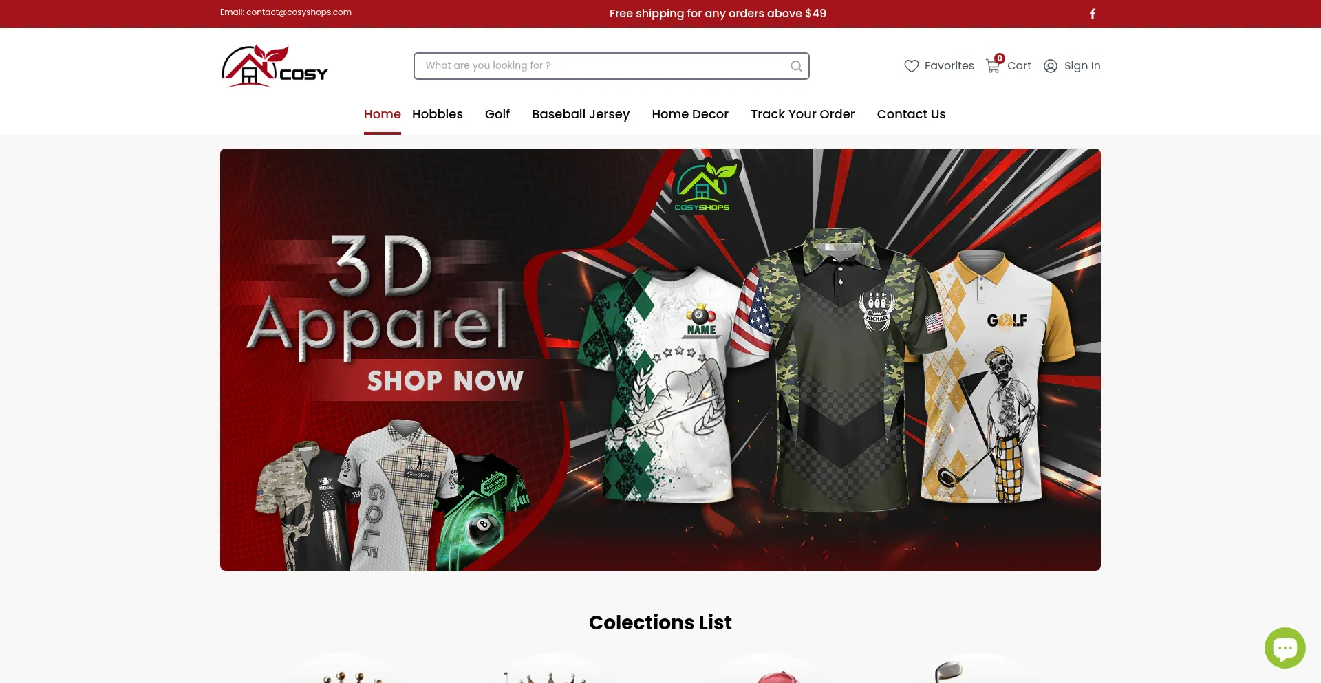 Website screenshot of Cosyshops.com