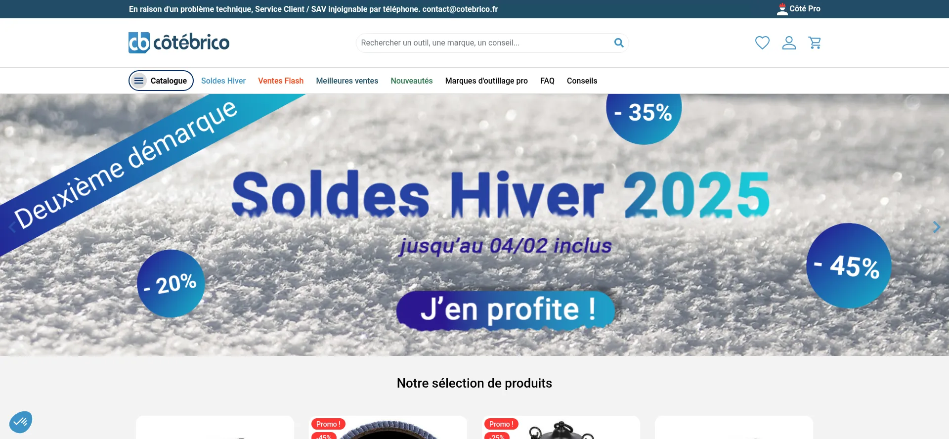 Website screenshot of Cotebrico.fr