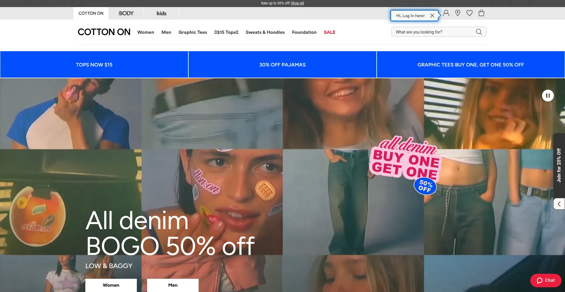 Website screenshot of Cottonon.com