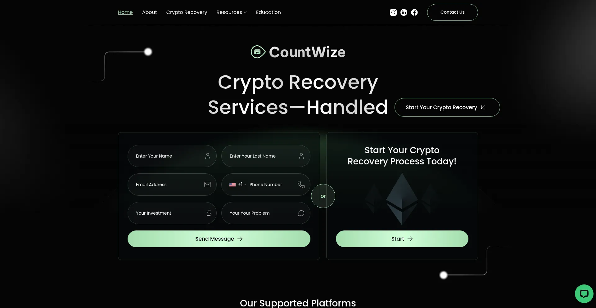Website screenshot of Countwize.com