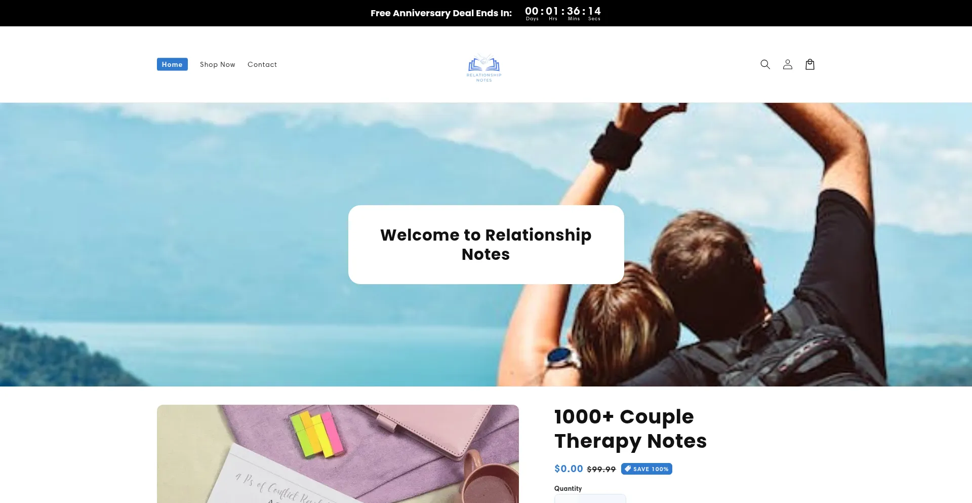 Website screenshot of Couple-notes.com