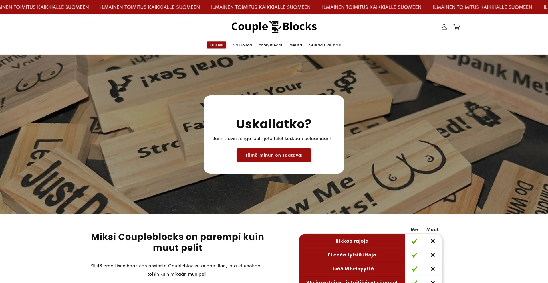 Website screenshot of Coupleblocks.fi