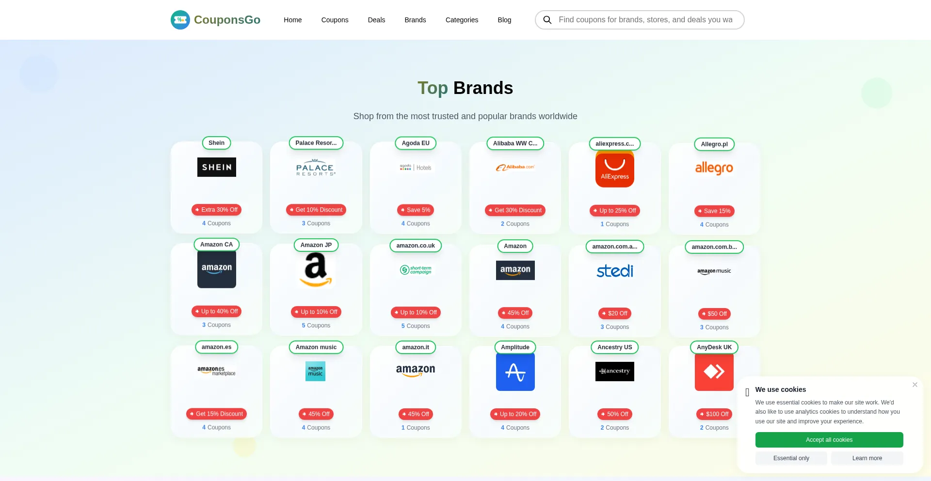 Website screenshot of Coupons-go.org