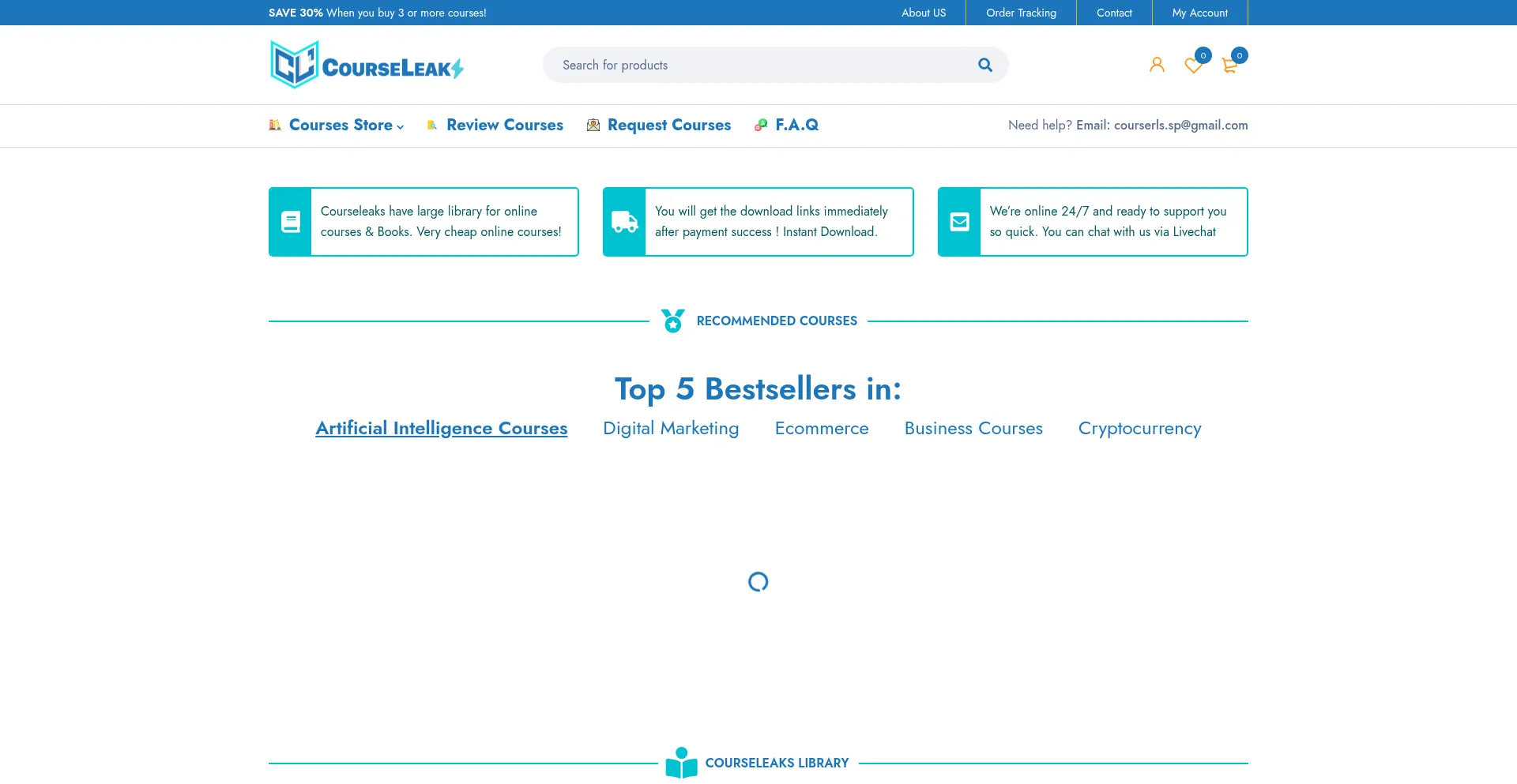 Website screenshot of Courseleaks.com