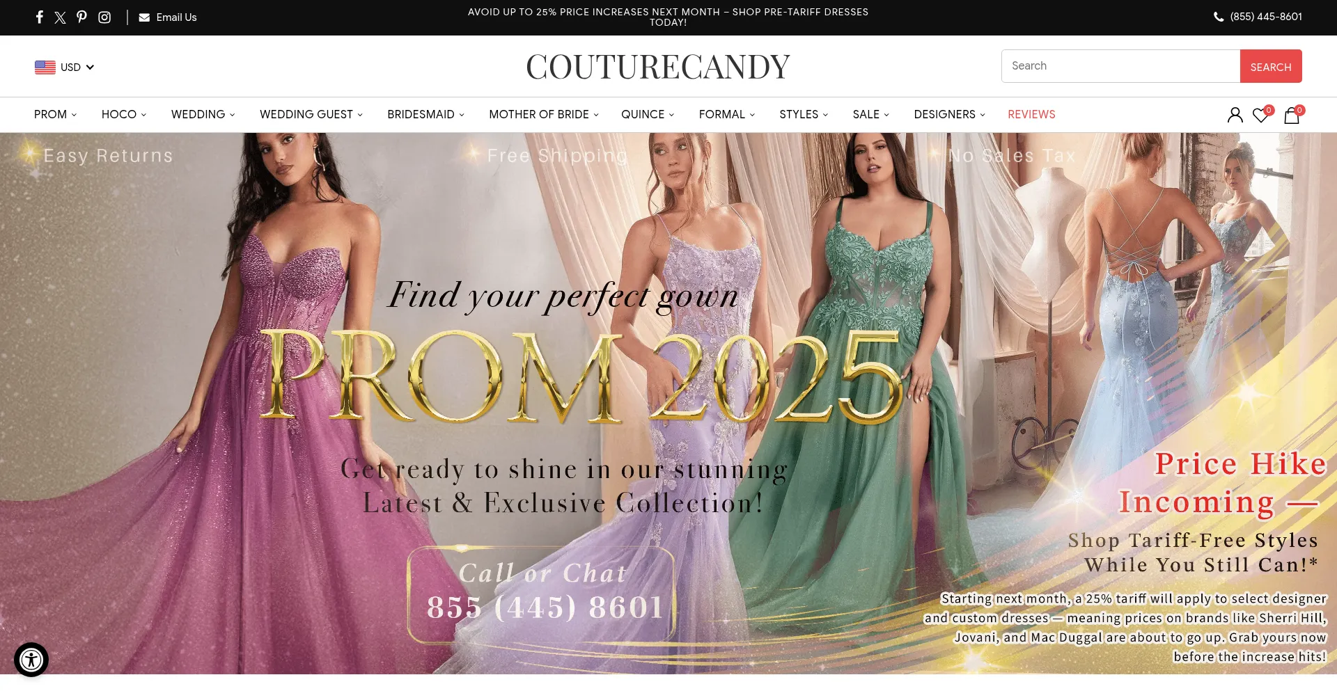 Website screenshot of Couturecandy.com