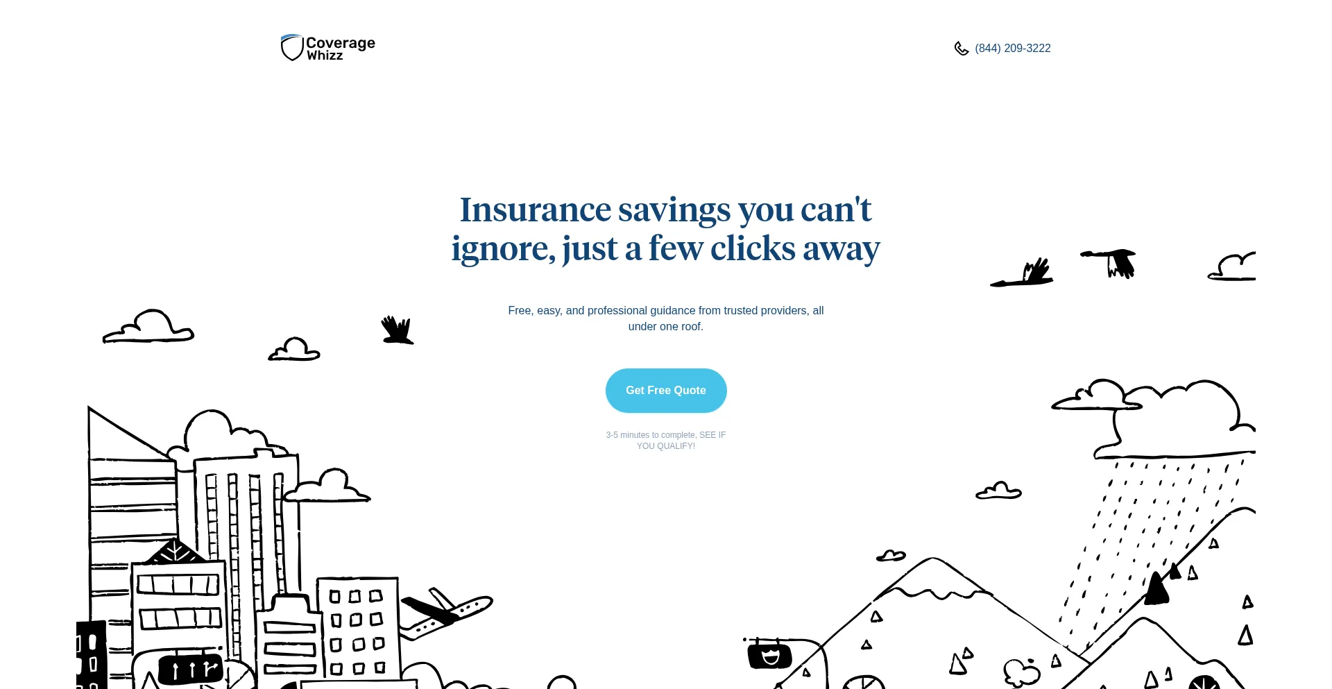 Website screenshot of Coveragewhizz.com