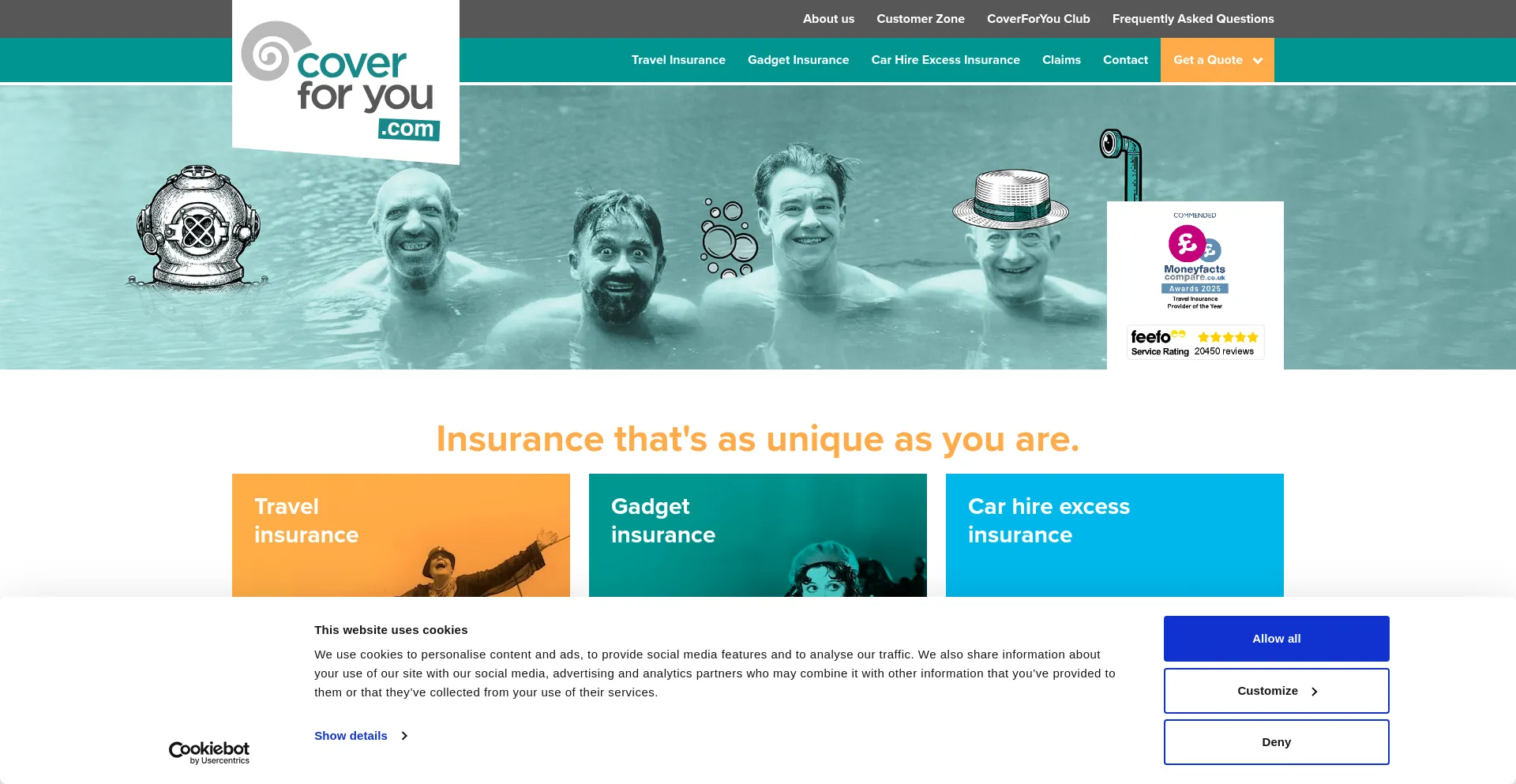 Website screenshot of Coverforyou.com
