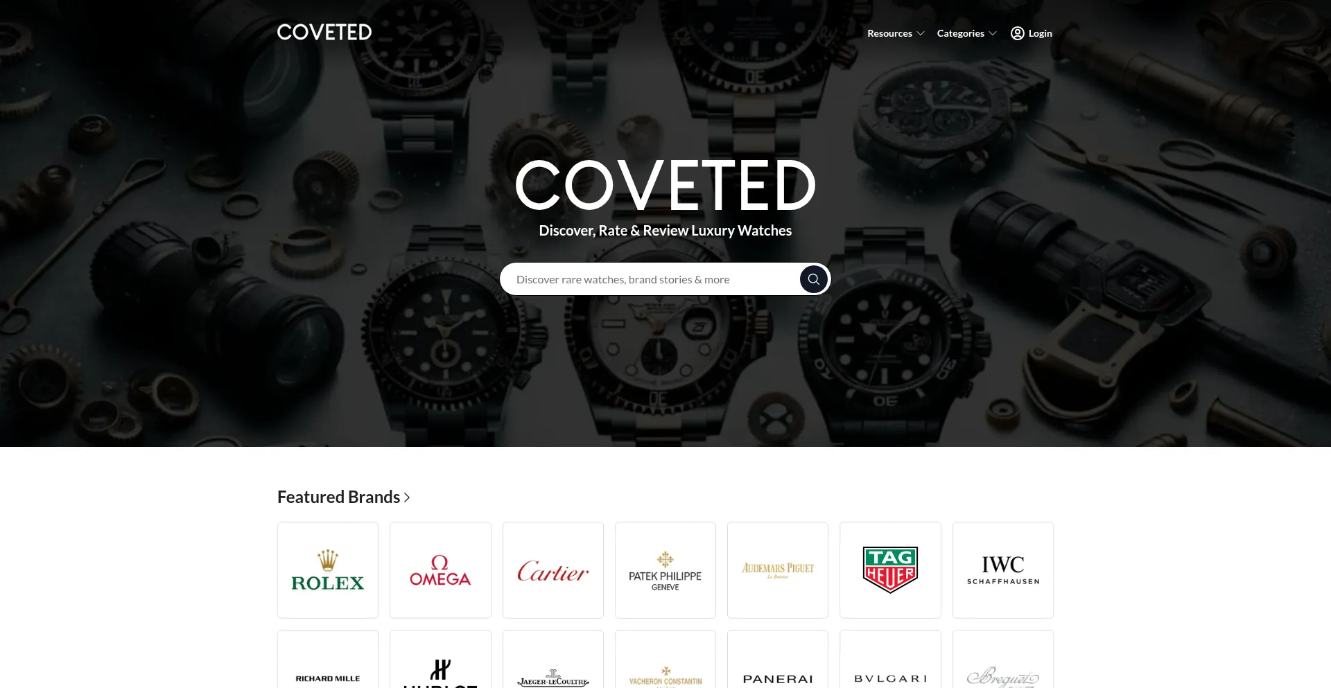 Website screenshot of Coveted.com