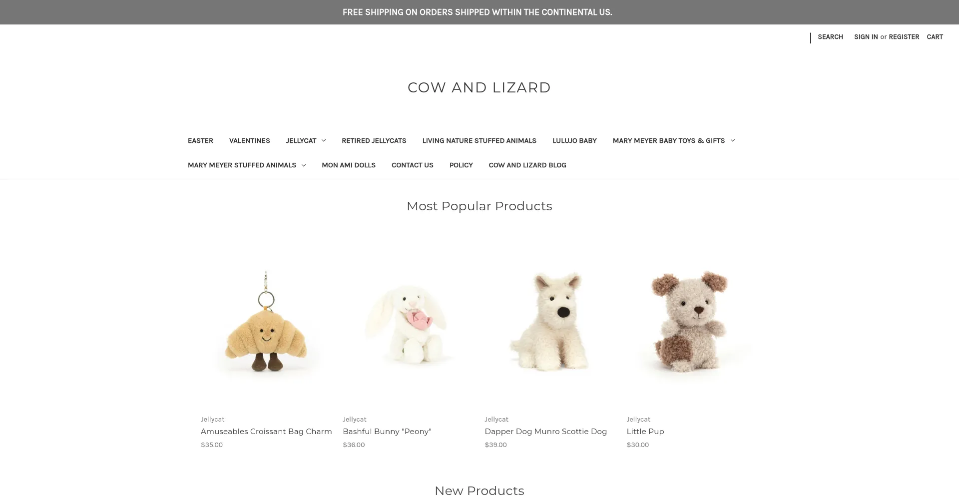 Website screenshot of Cowandlizard.com