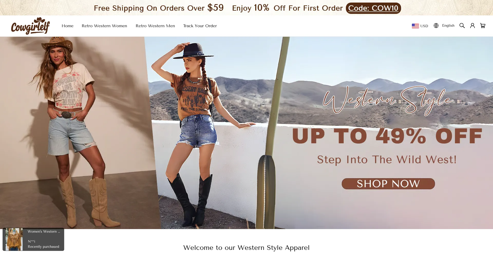 Website screenshot of Cowgirlelf.com