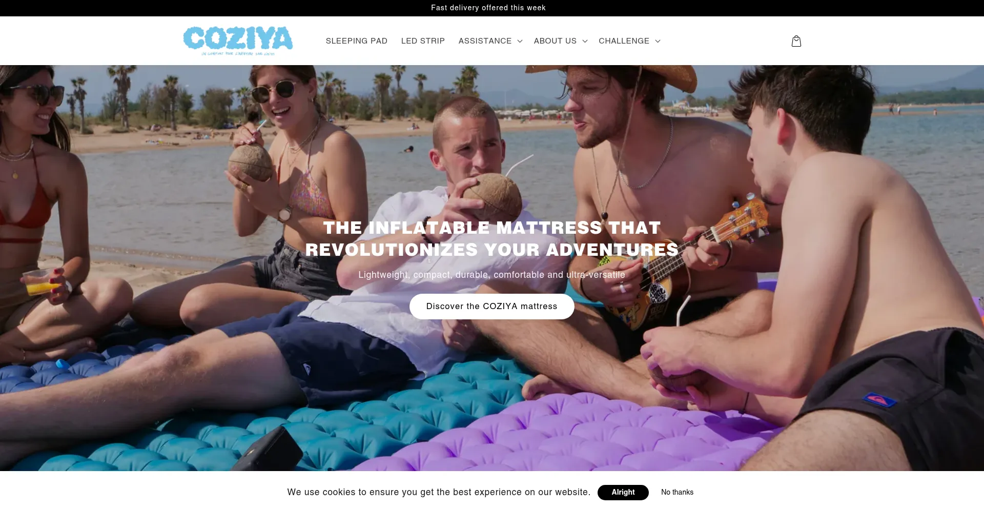 Website screenshot of Coziya-outdoor.com