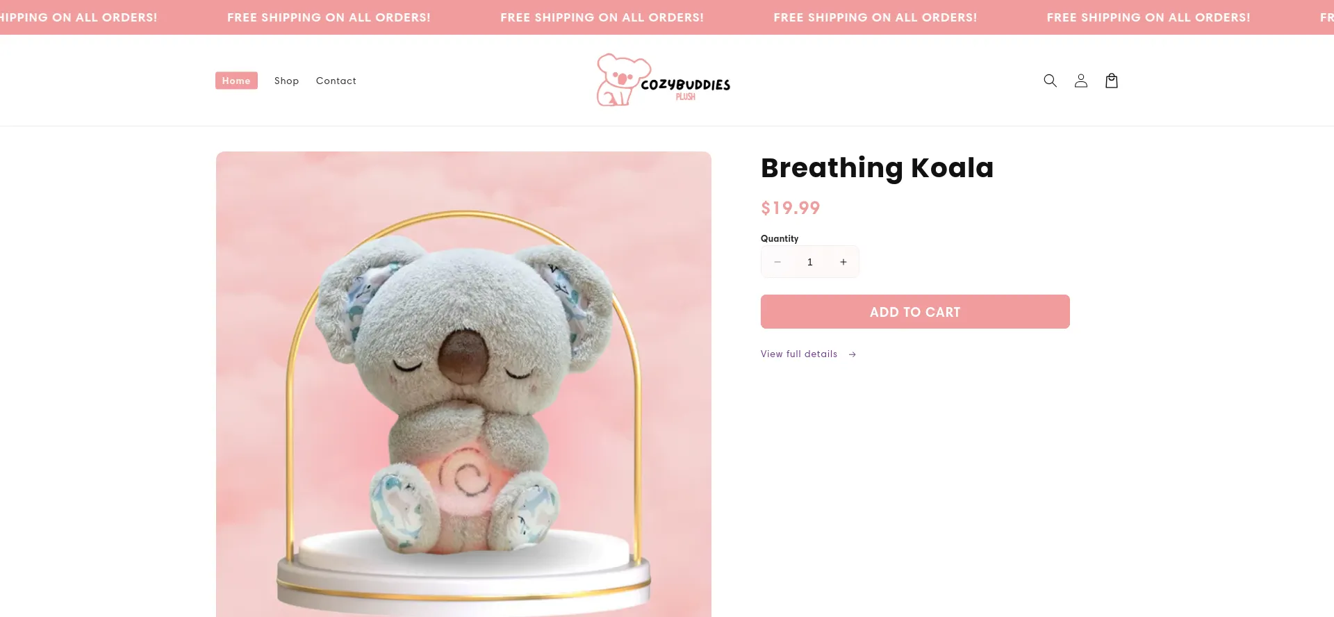 Website screenshot of Cozybuddies.shop