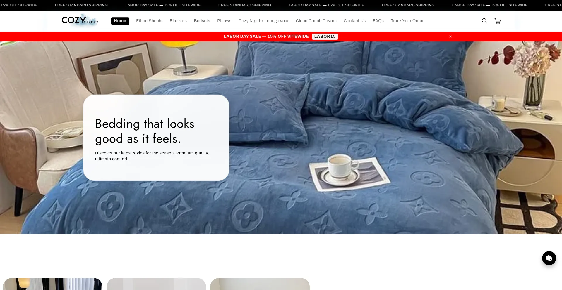 Website screenshot of Cozycloudco.com
