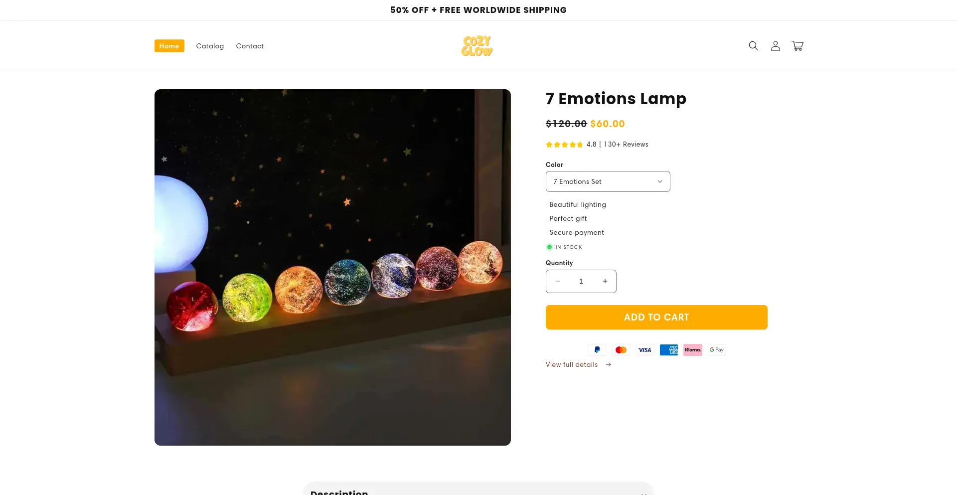 Website screenshot of Cozyglowshop.com