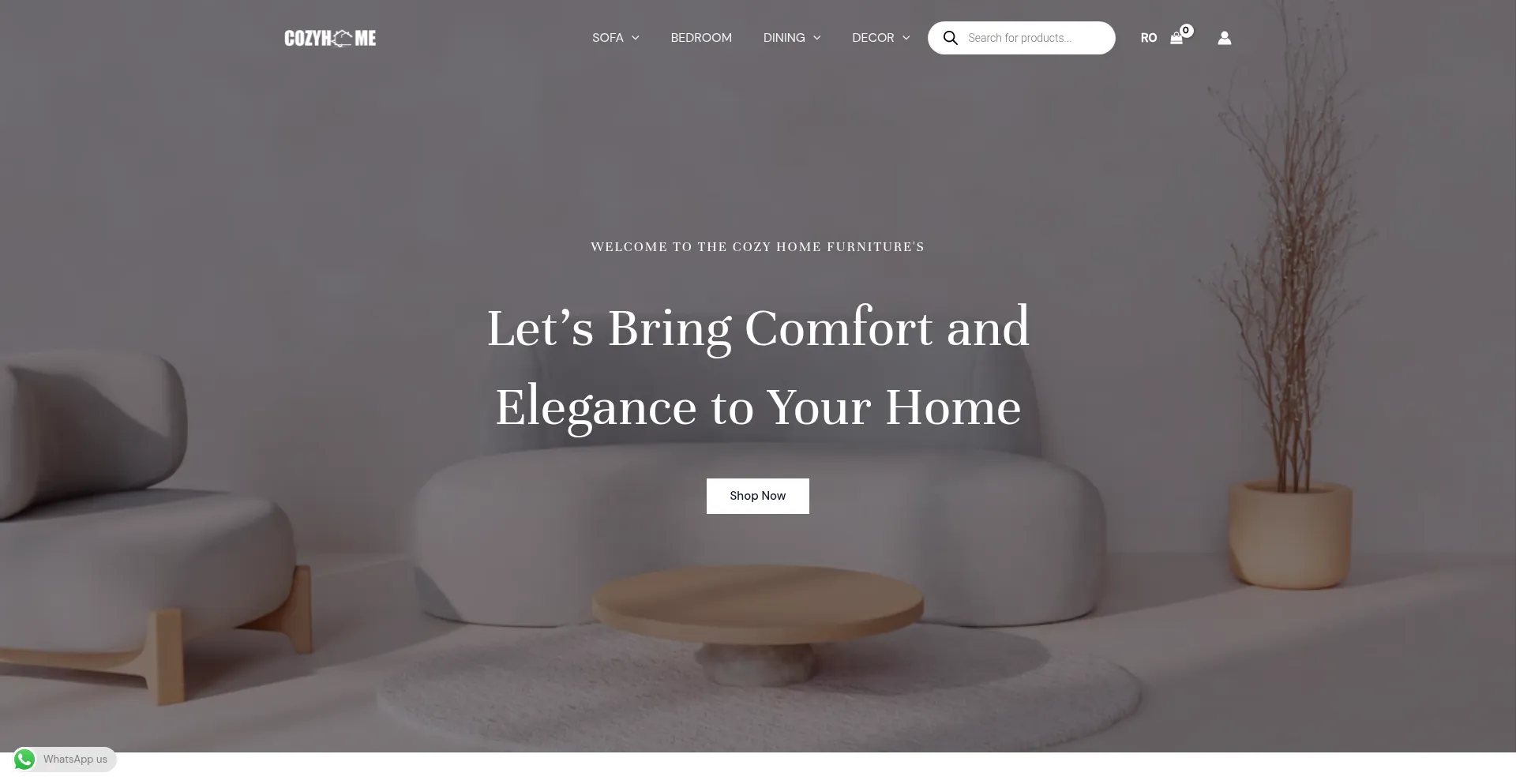Website screenshot of Cozyhomefurnitures.com