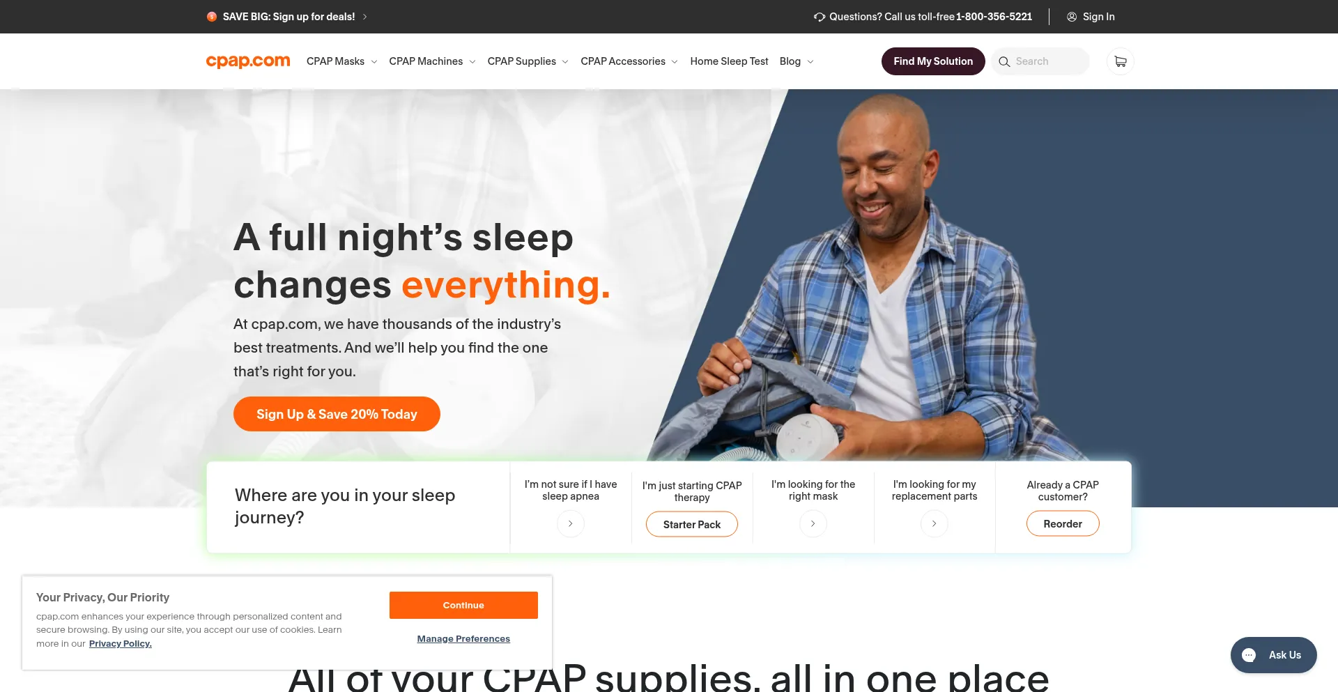 Website screenshot of Cpap.com