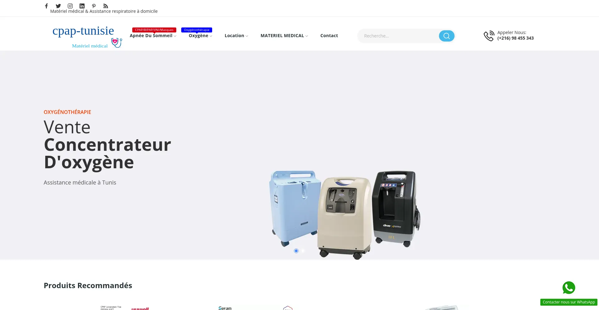 Website screenshot of Cpap-tunisie.tn