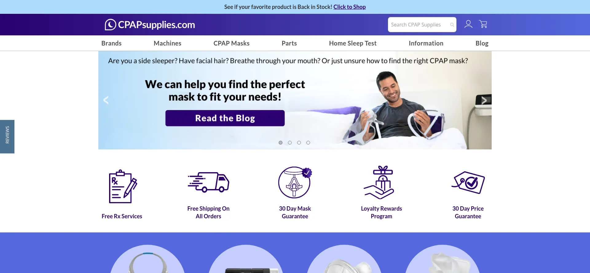 Website screenshot of Cpapsupplies.com