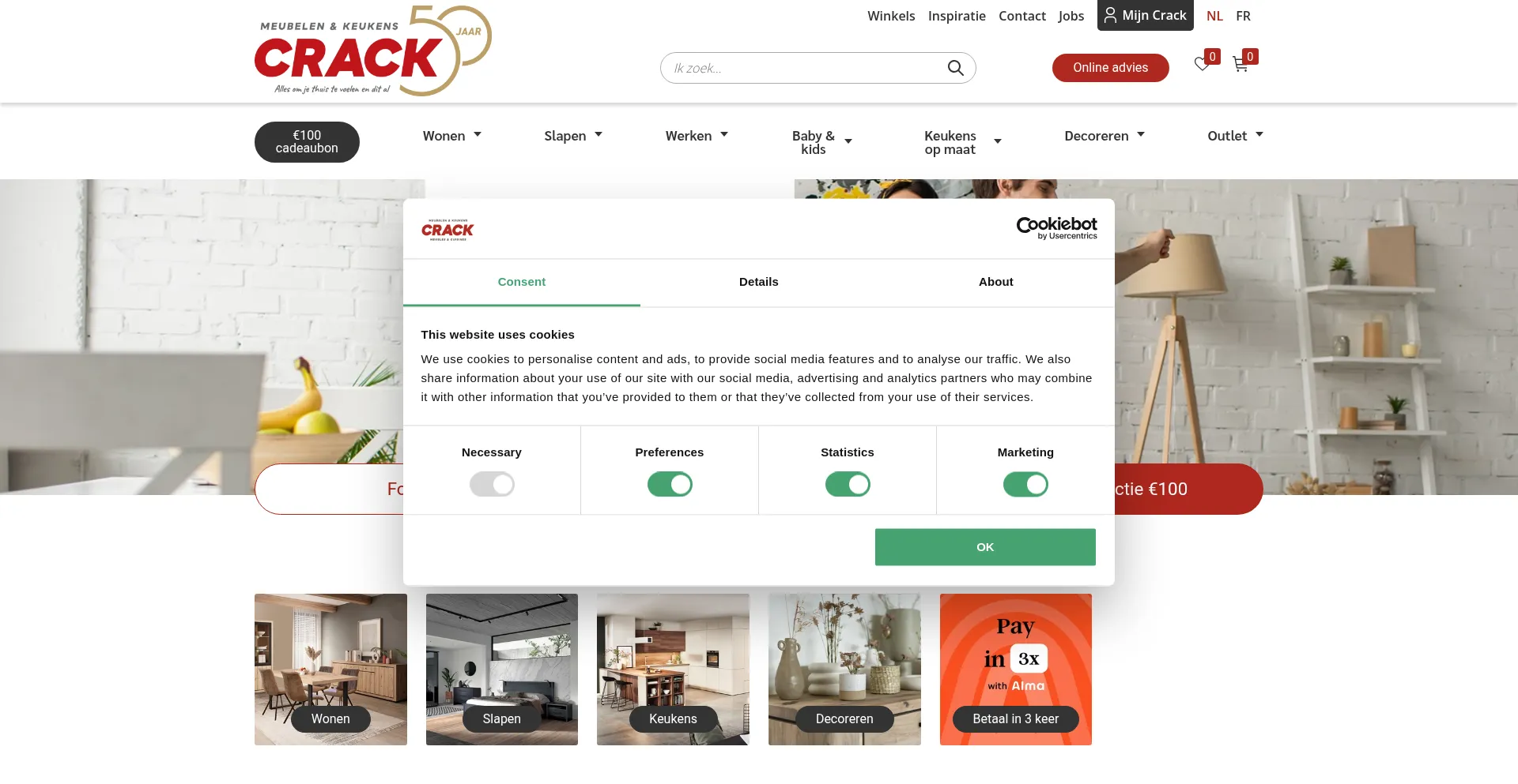 Website screenshot of Crack.be