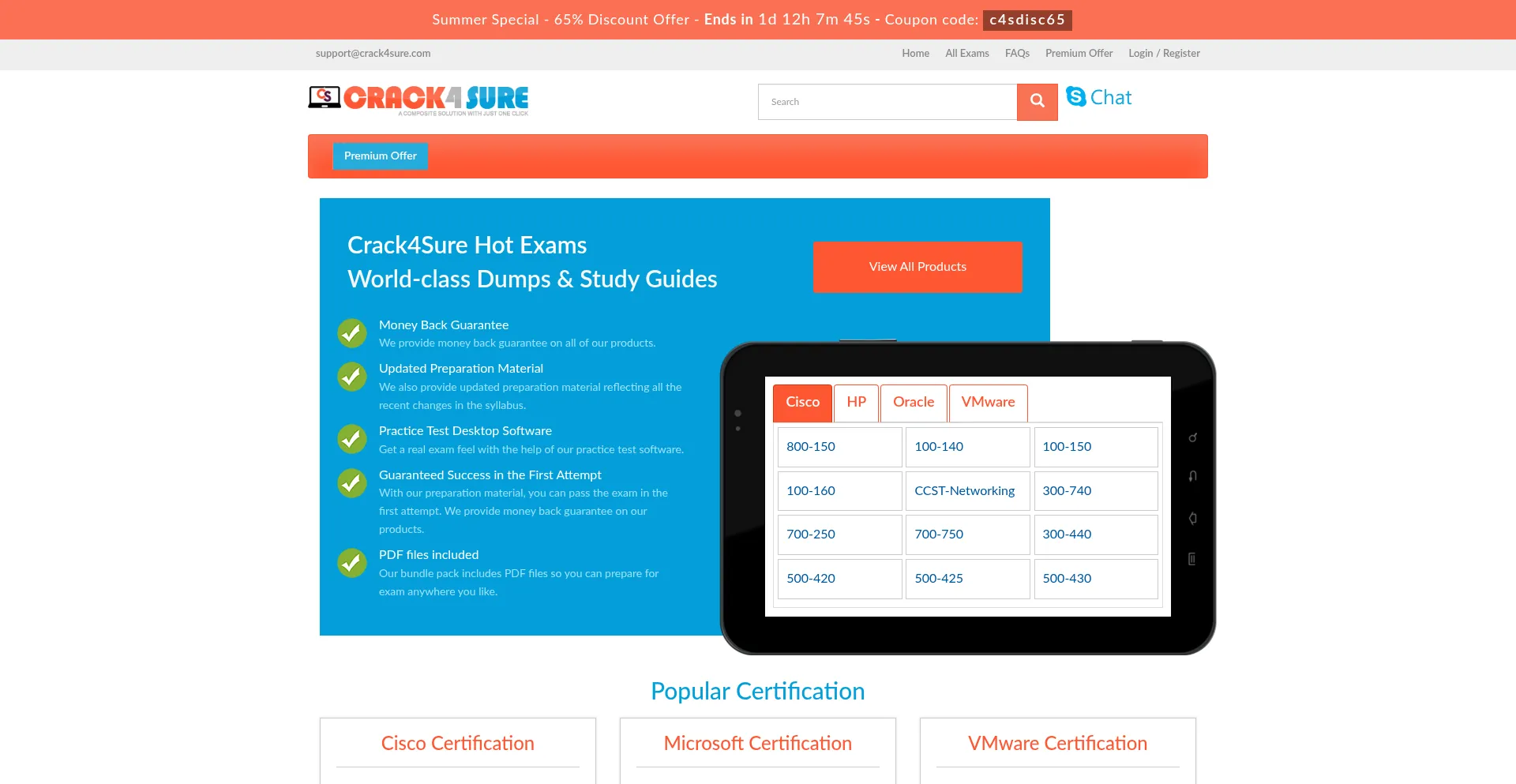 Website screenshot of Crack4sure.com