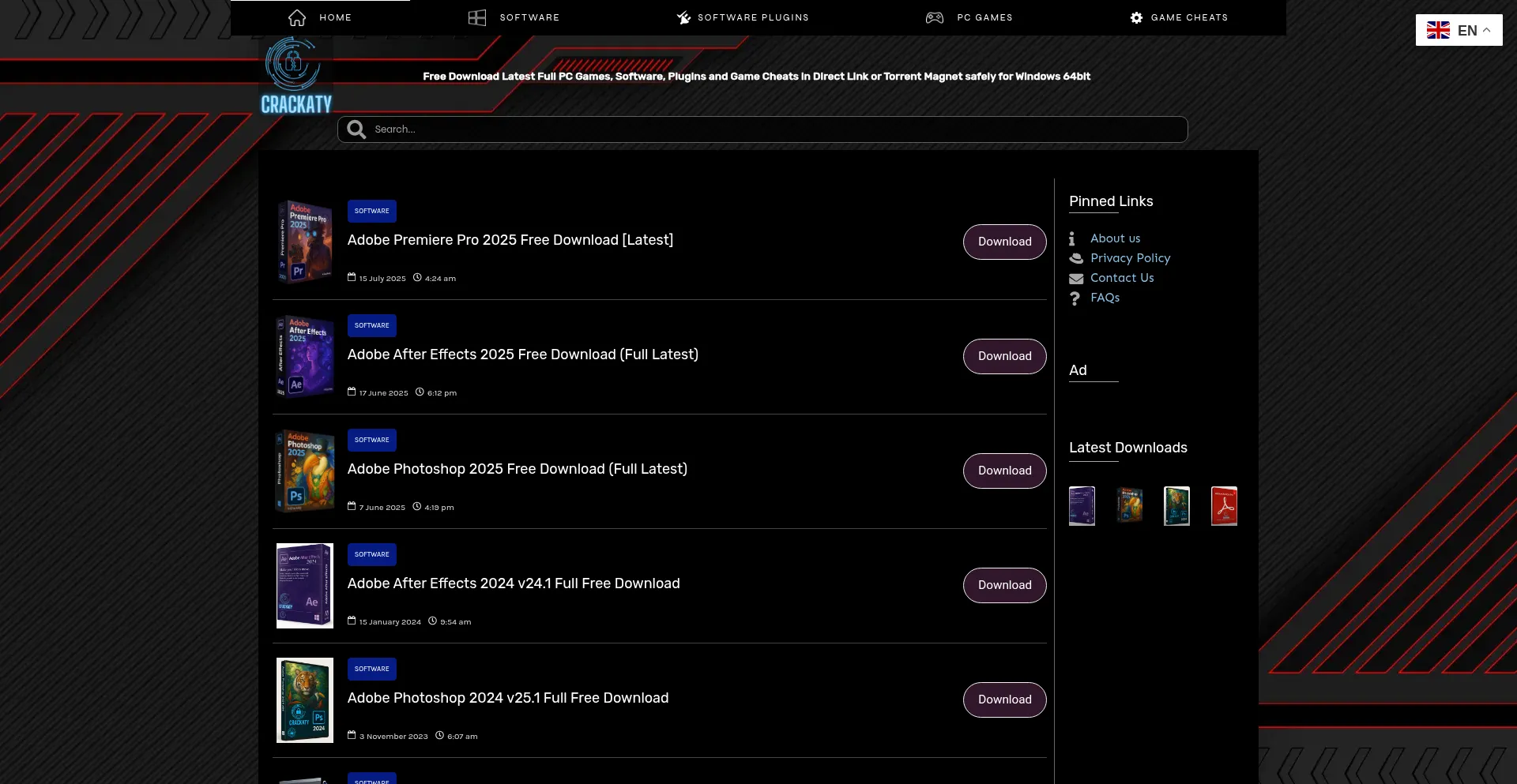 Website screenshot of Crackaty.com