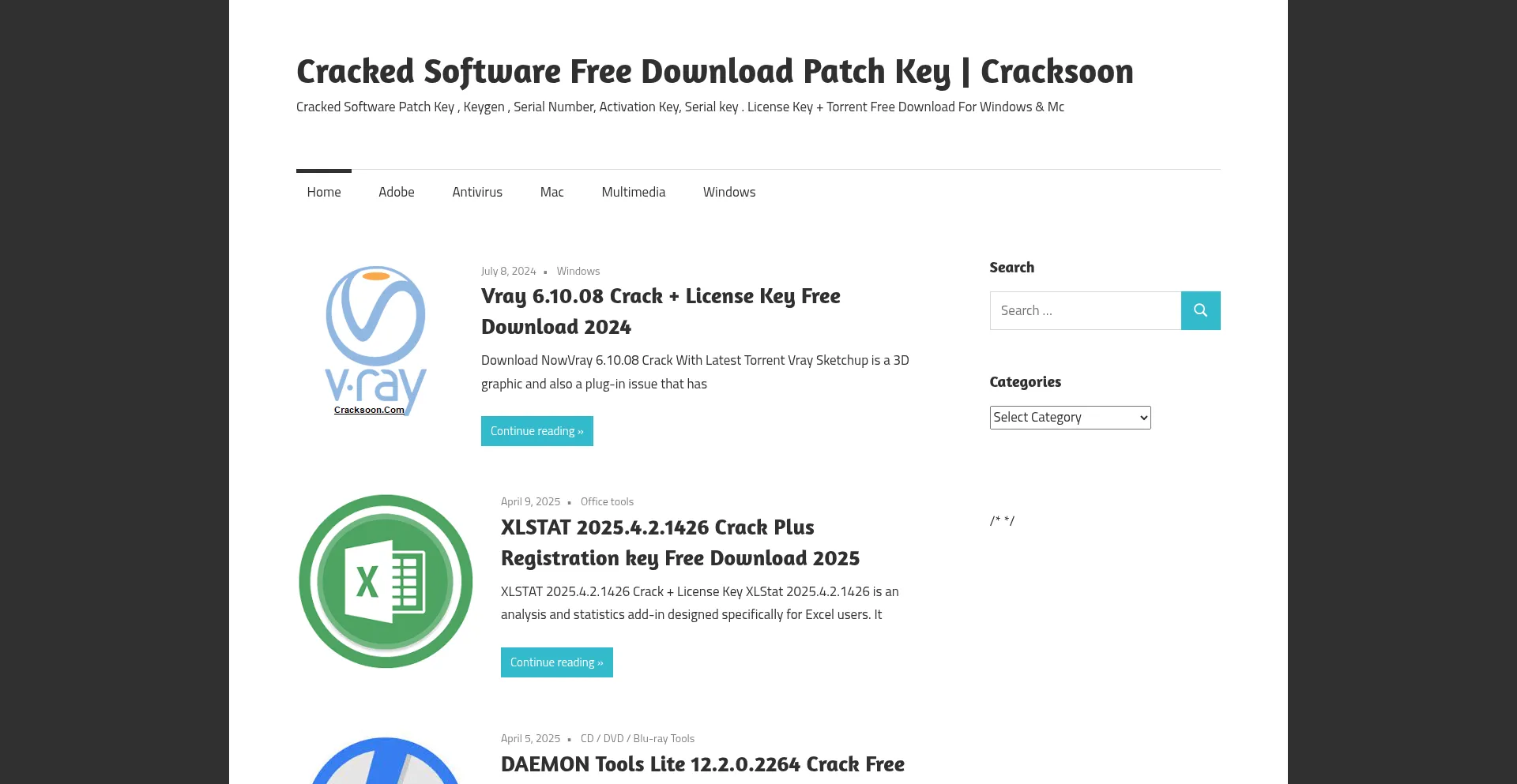 Website screenshot of Cracksoon.com