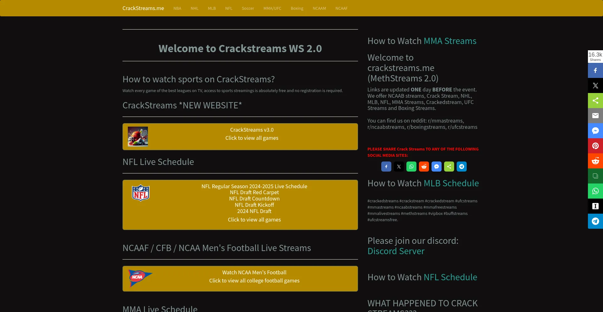 Crackstreams.me Screenshot