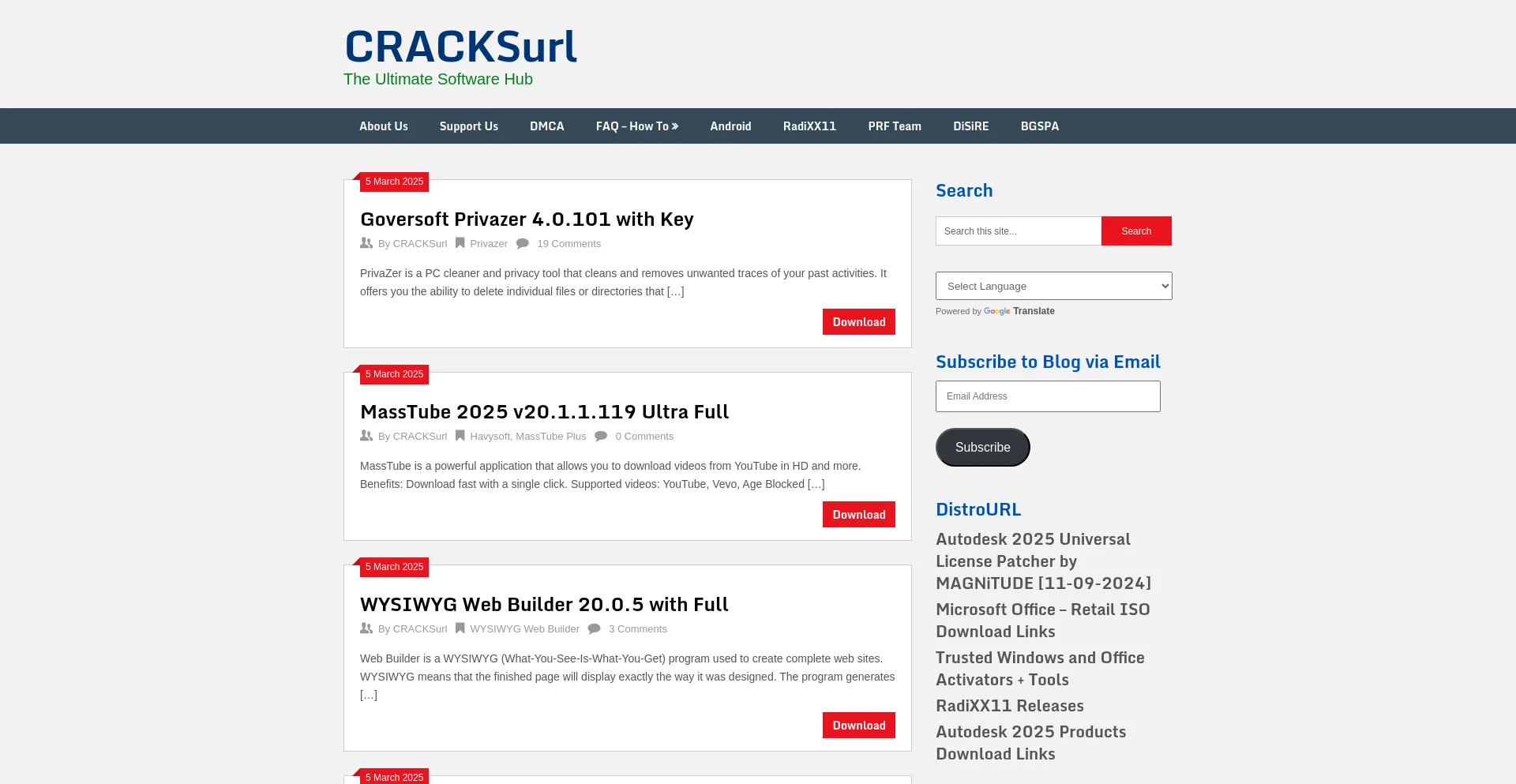 Website screenshot of Cracksurl.com