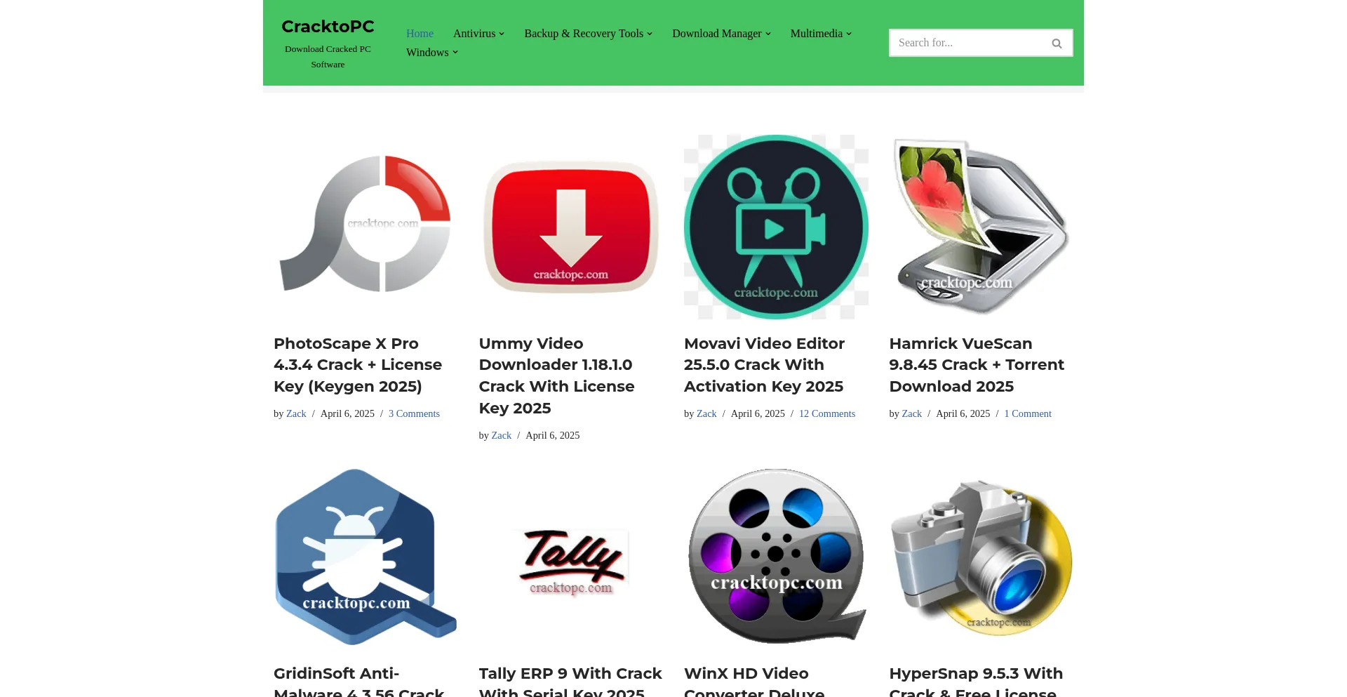 Website screenshot of Cracktopc.com