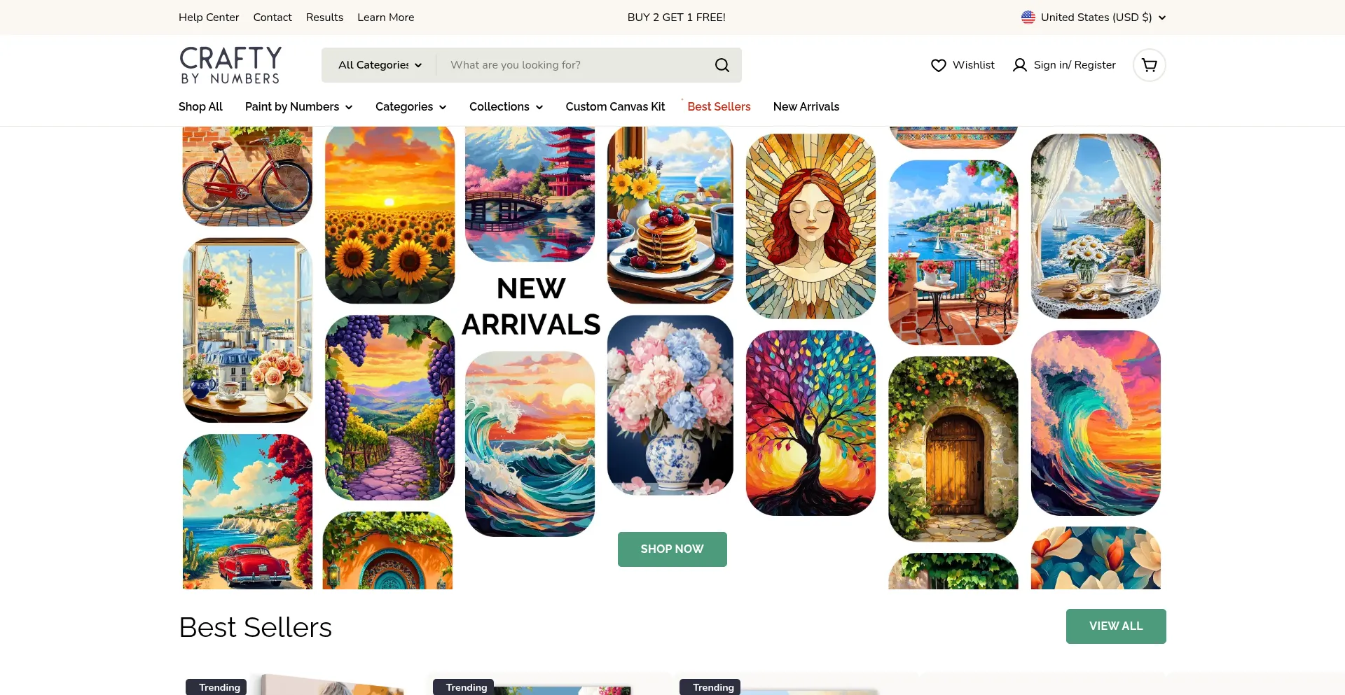 Website screenshot of Craftybynumbers.com