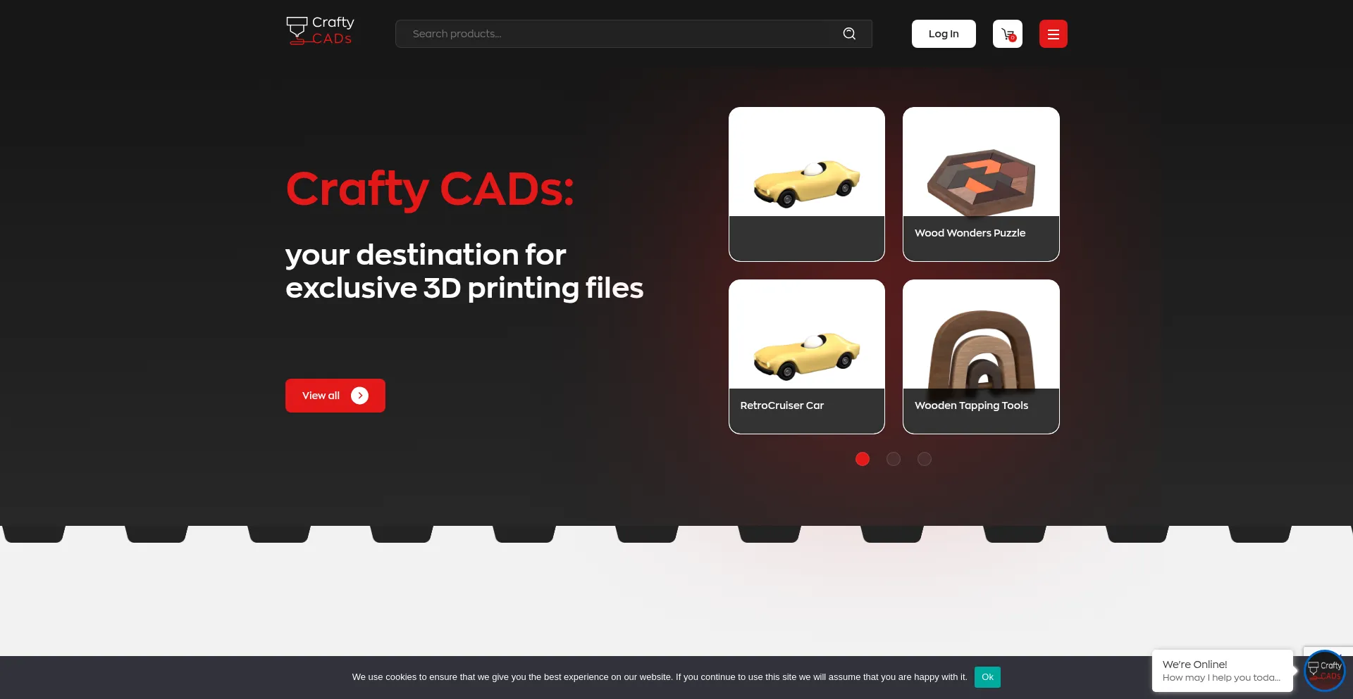 Website screenshot of Craftycads.com
