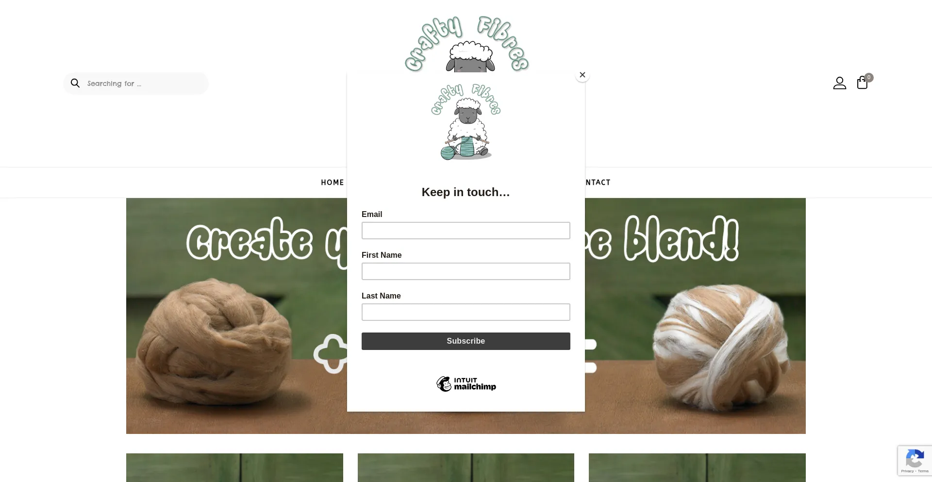Website screenshot of Craftyfibres.uk